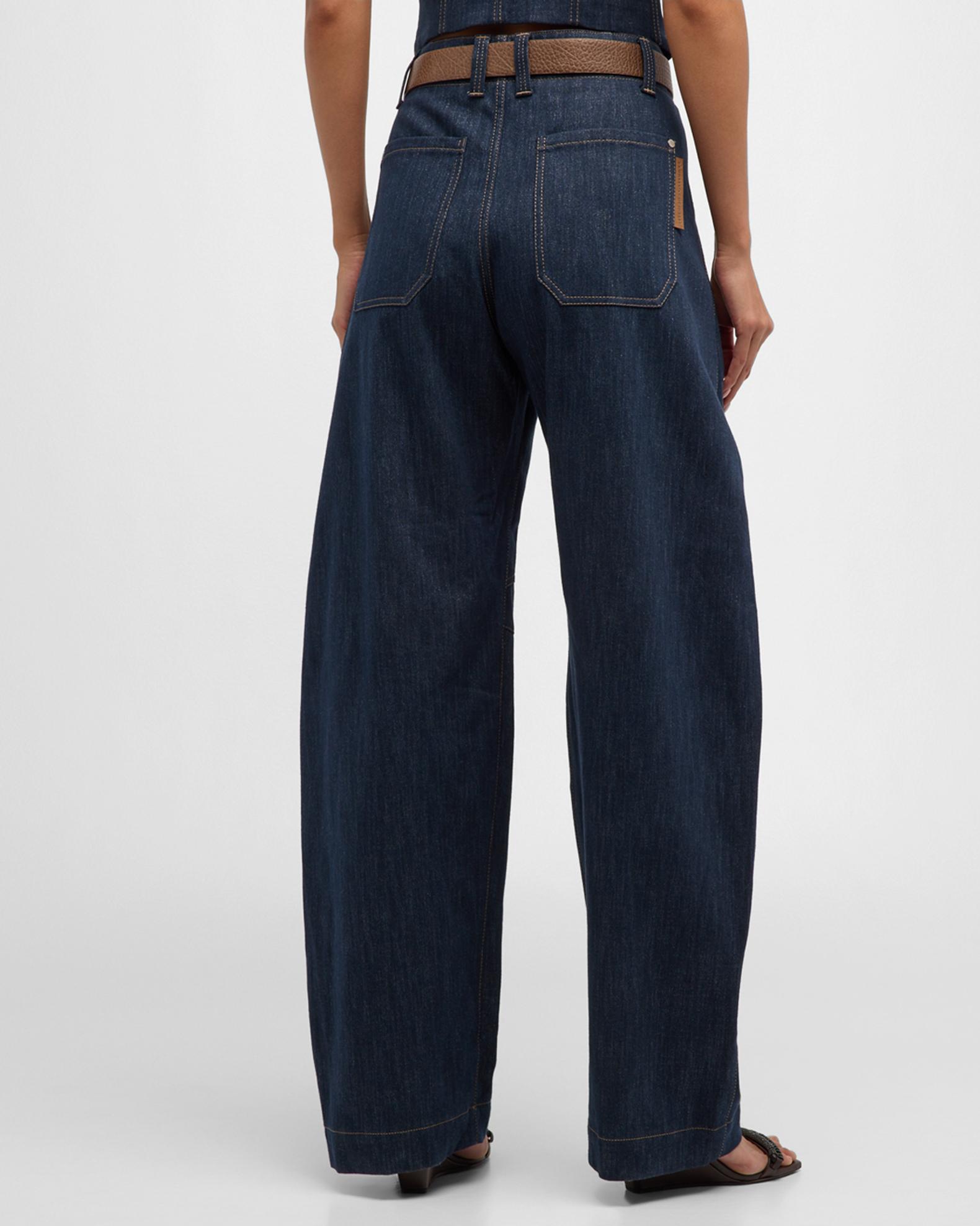 Jean Brunello Cucinelli Pour Femme - Coupe Large (Wide-Leg), Délavage Acide Gris, Taille 38 (US 2) - Occasion Parfait état