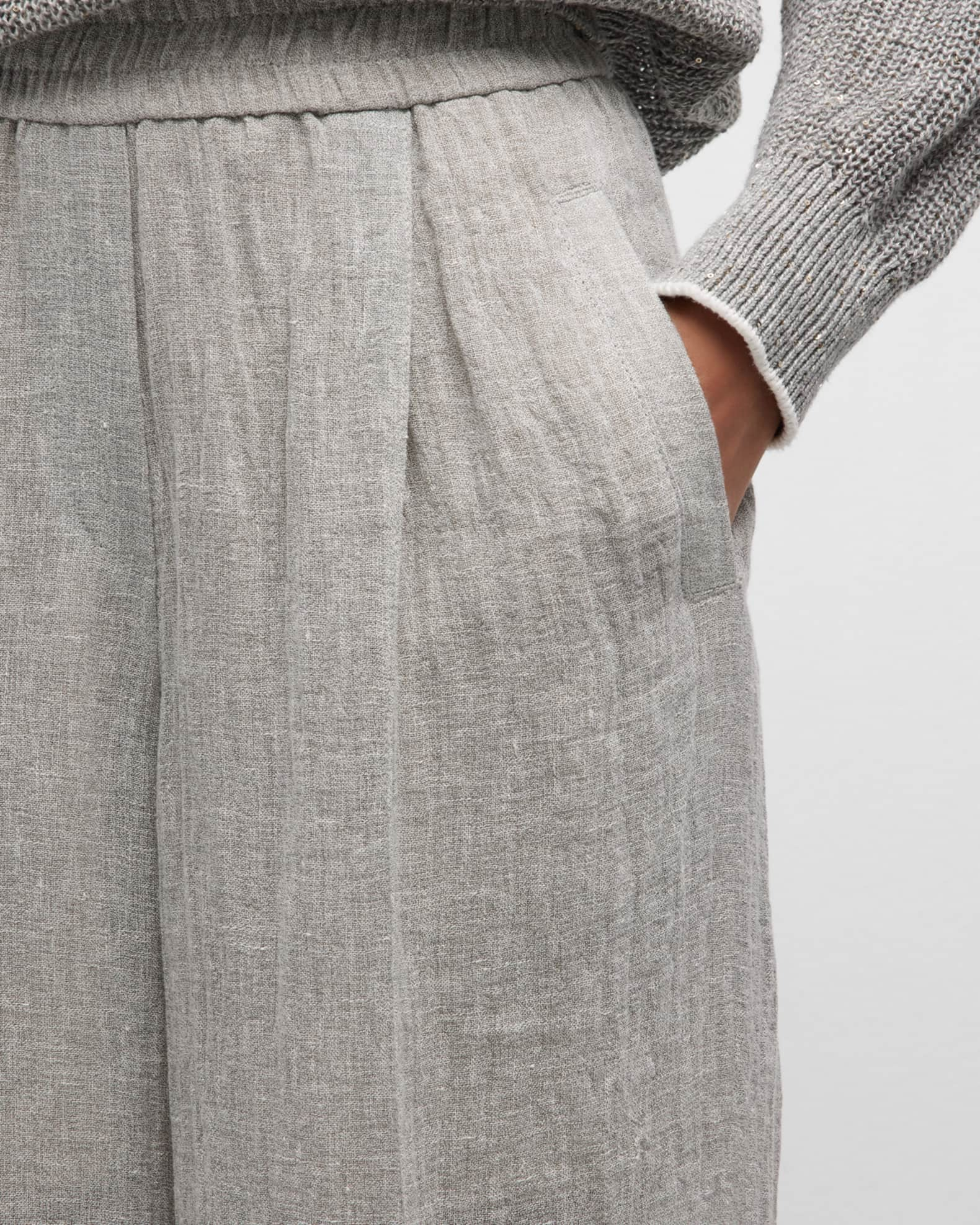 BRUNELLO CUCINELLI, Gauze Crepe Linen Blend Pants, Women