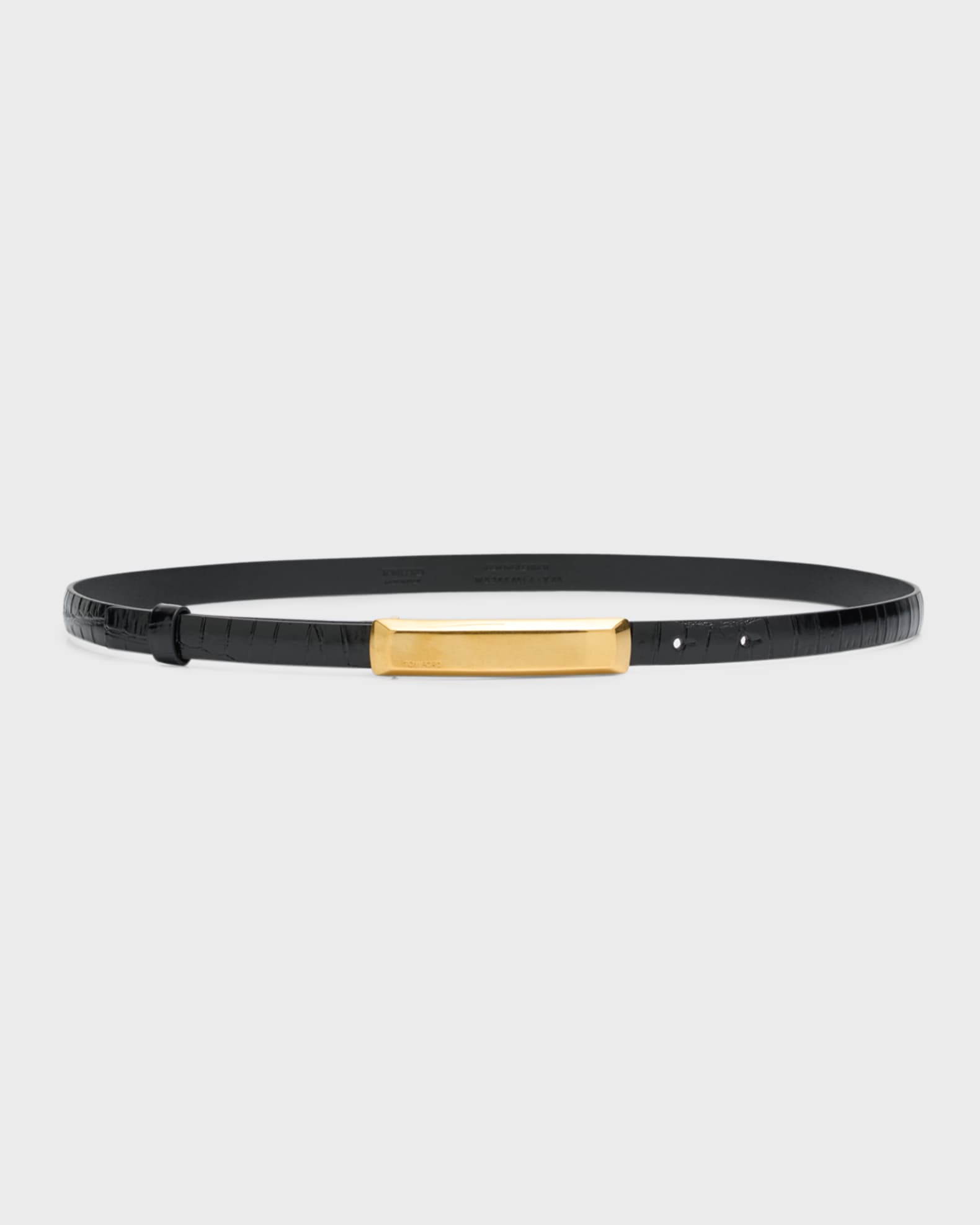 TOM FORD Croc-Embossed Leather Skinny Belt | Neiman Marcus