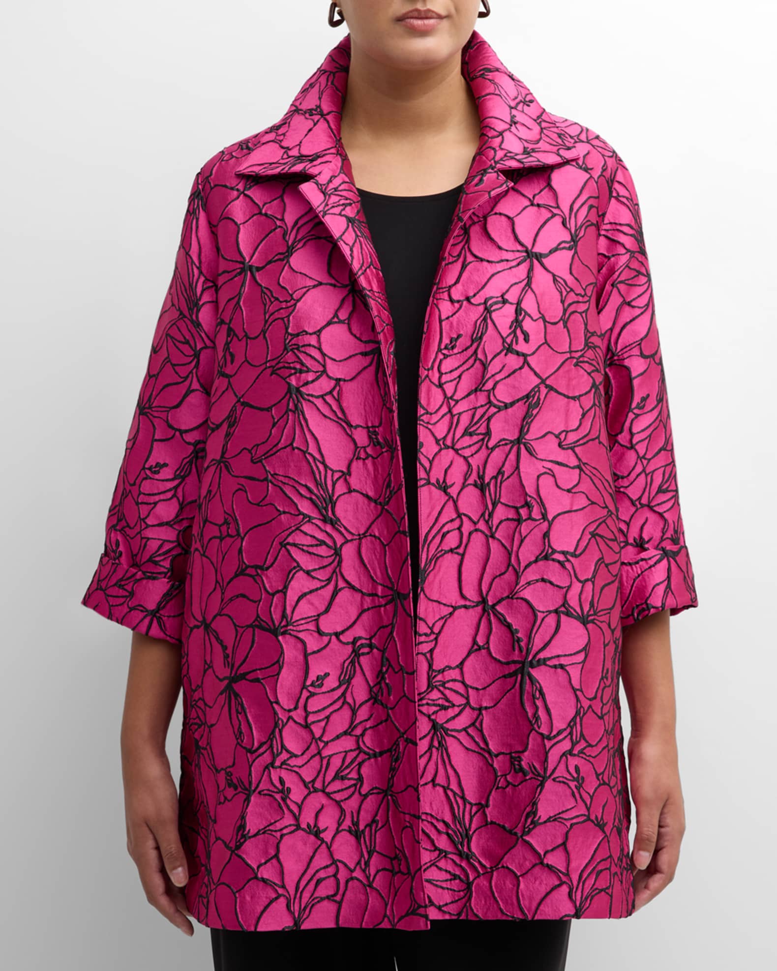 Caroline Rose Plus Plus Size Azalea Floral Jacquard Jacket