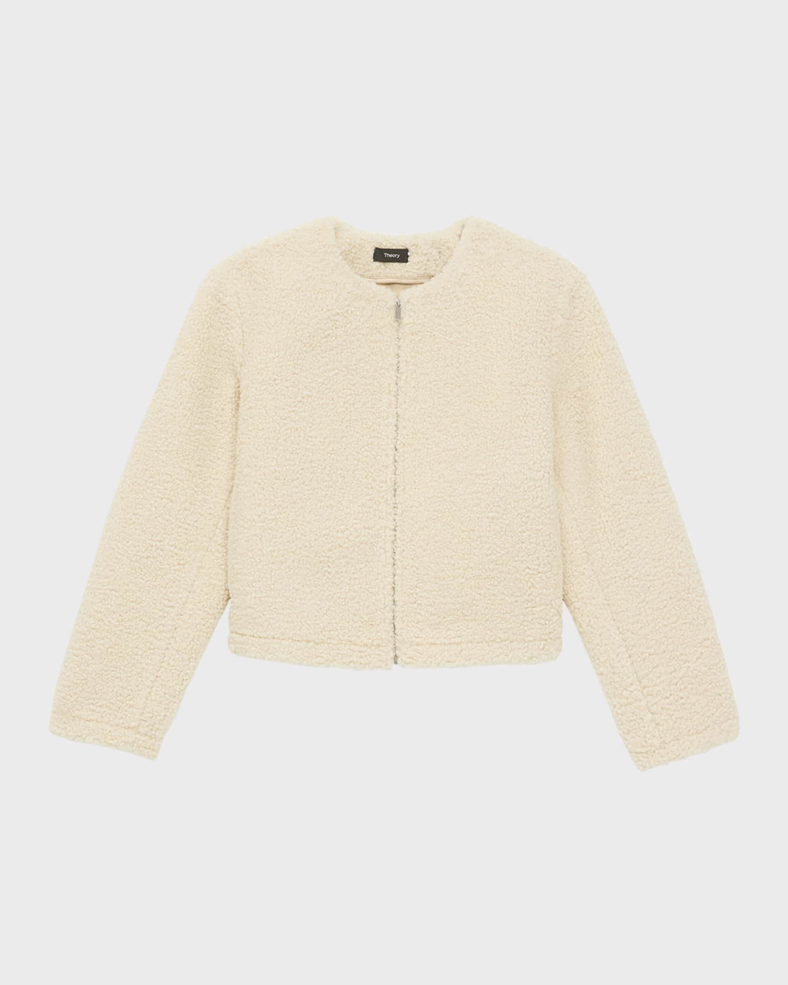 Theory Cropped Easy Sherpa Jacket | Neiman Marcus