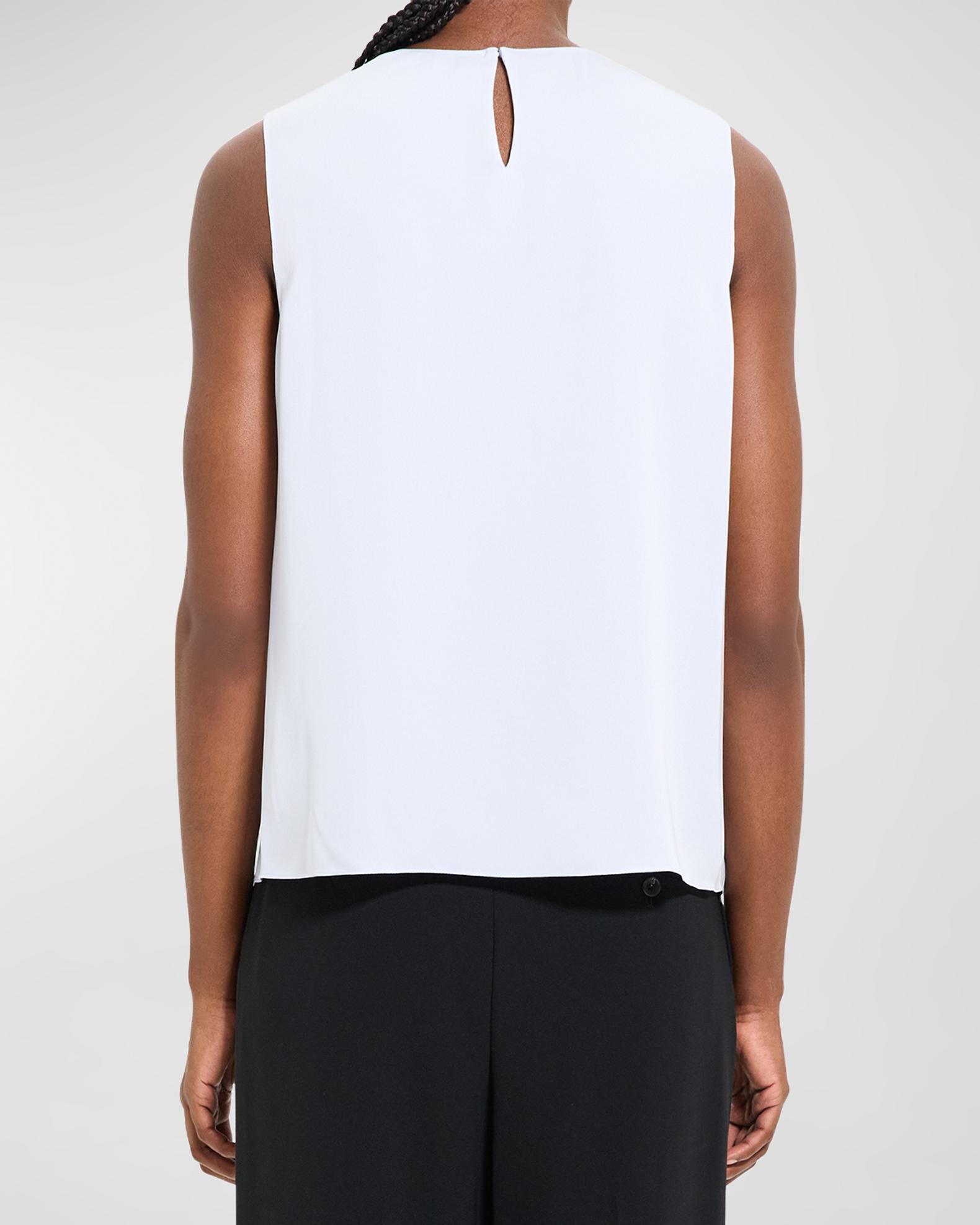 Theory Women's Sleeveless Ruffle Hem Silk Shell Blouse | Luxurious Stretch Silk Top With Back Keyhole - View #2