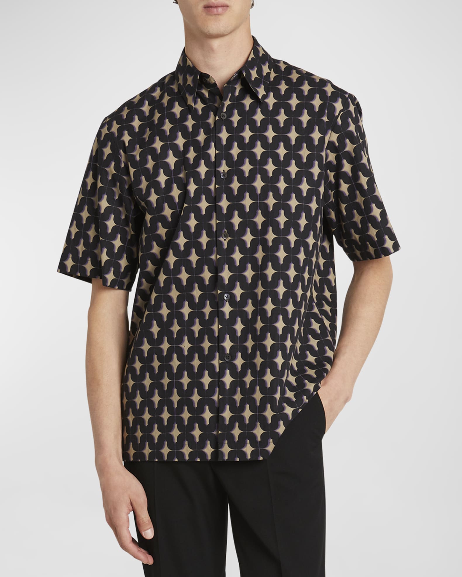 Dries Van Noten Men's Clasen Patterned Sport Shirt | Neiman Marcus