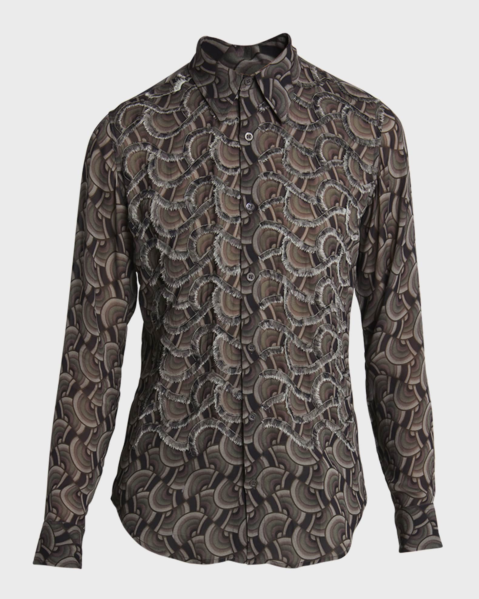 Fringed Viscose Jersey Long Sleeve Top
