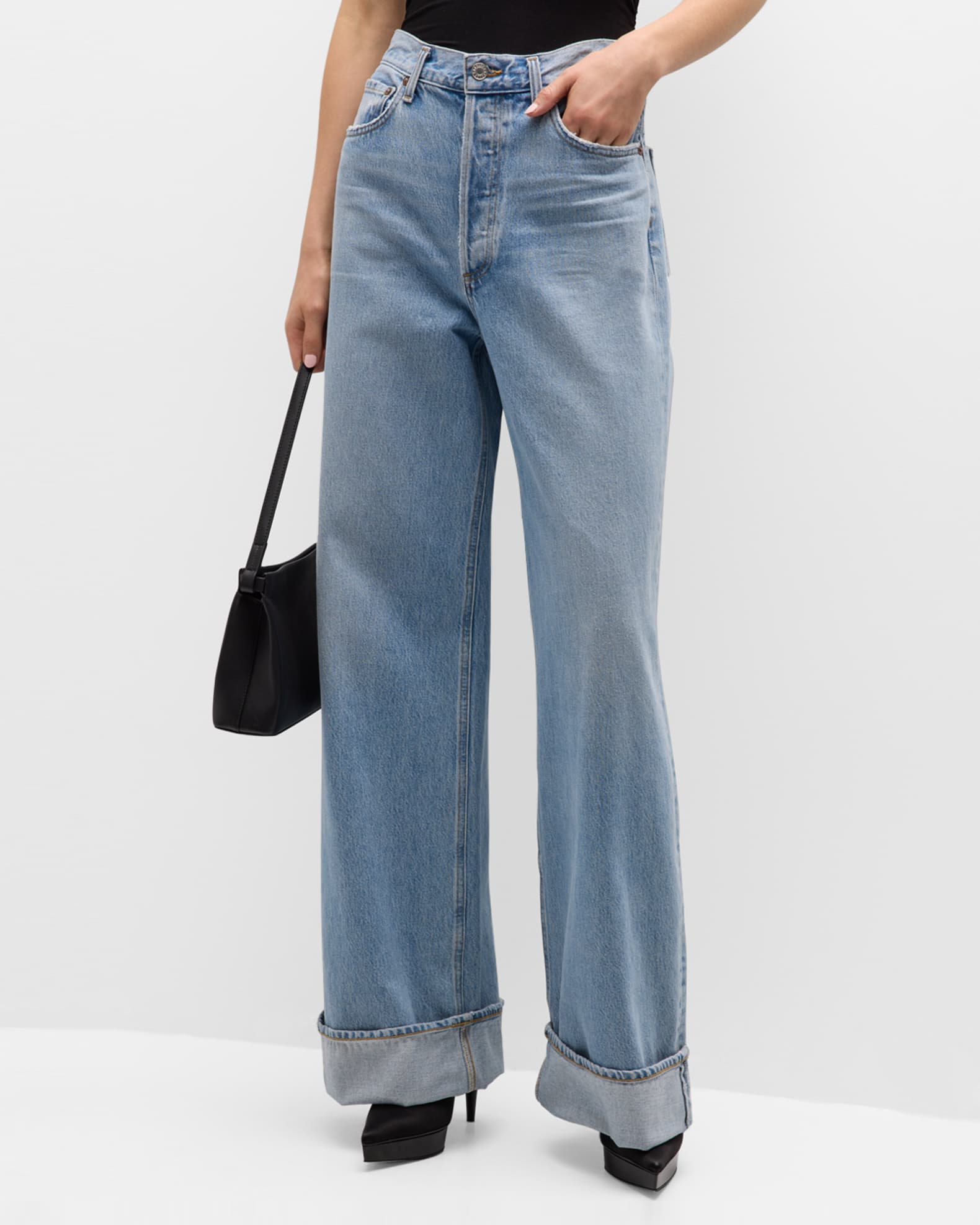Agolde Blue Dame High Rise Wide Leg Jeans