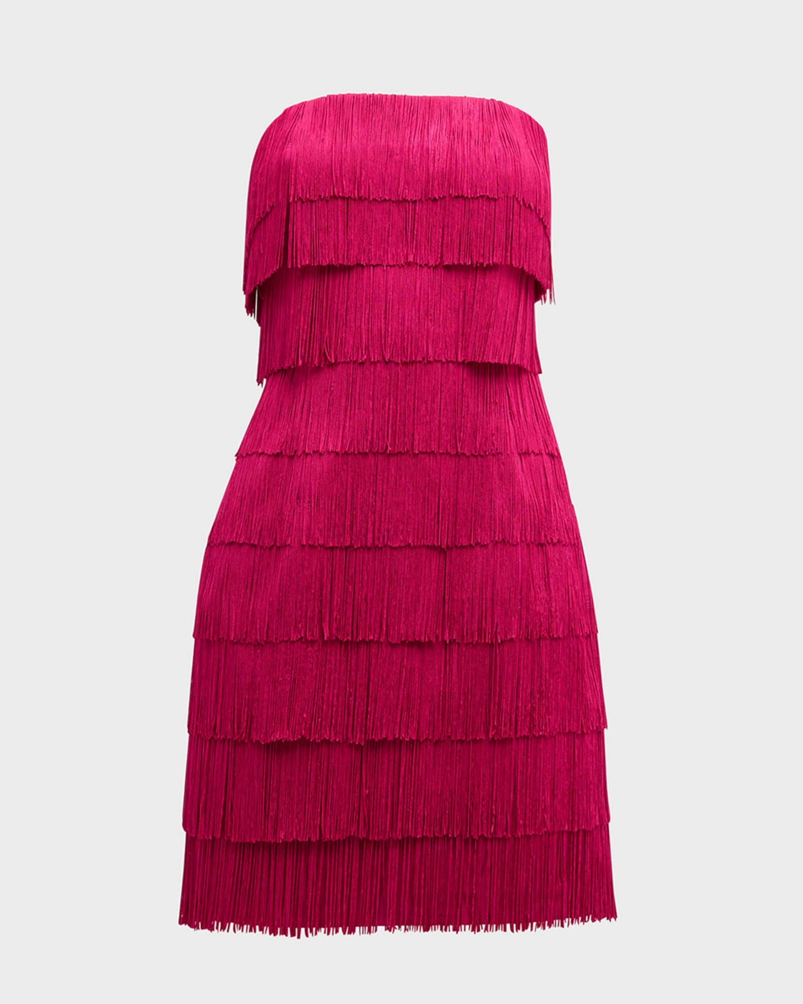 Liv Foster Strapless Tiered Fringe Mini Dress | Neiman Marcus