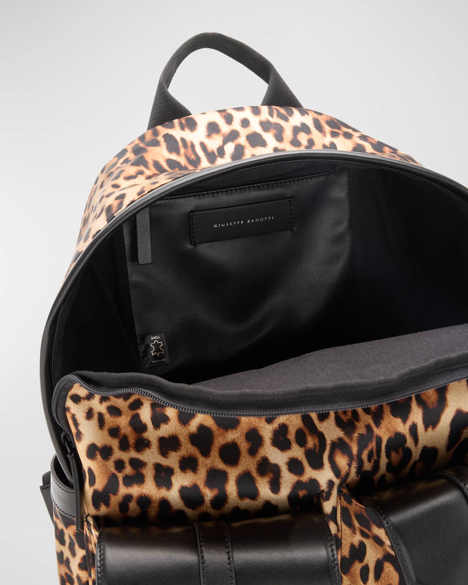 Giuseppe Zanotti Men s Leopard Print Leather Backpack Neiman Marcus
