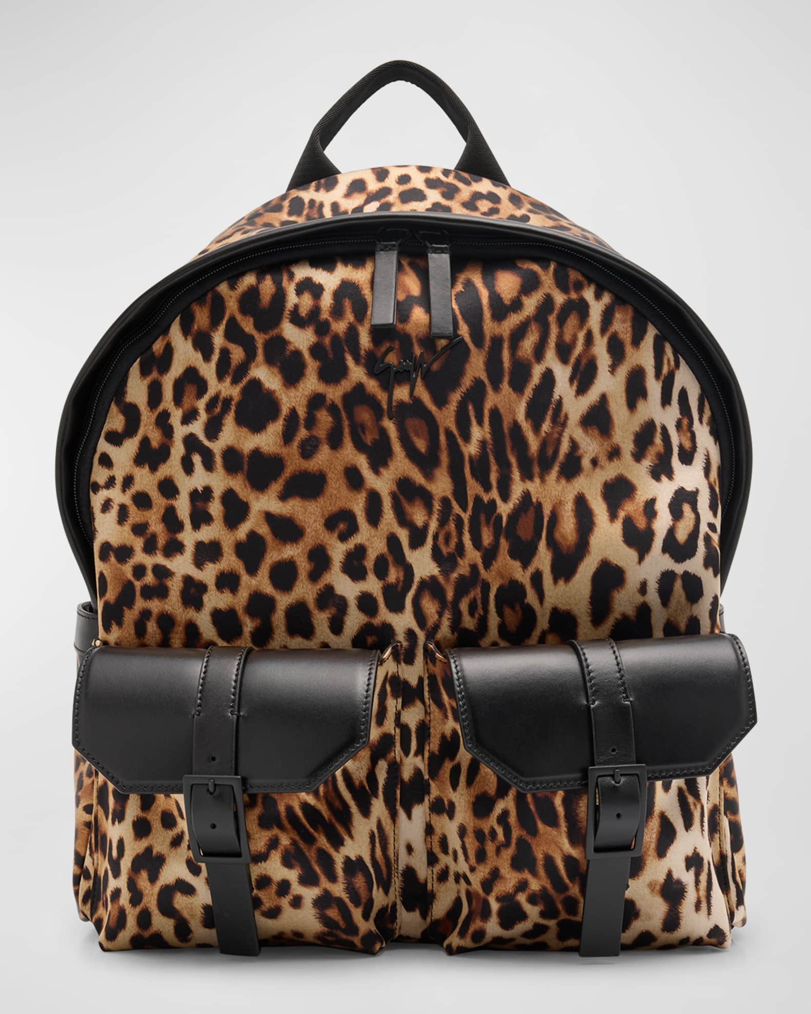Leopard leather backpack outlet