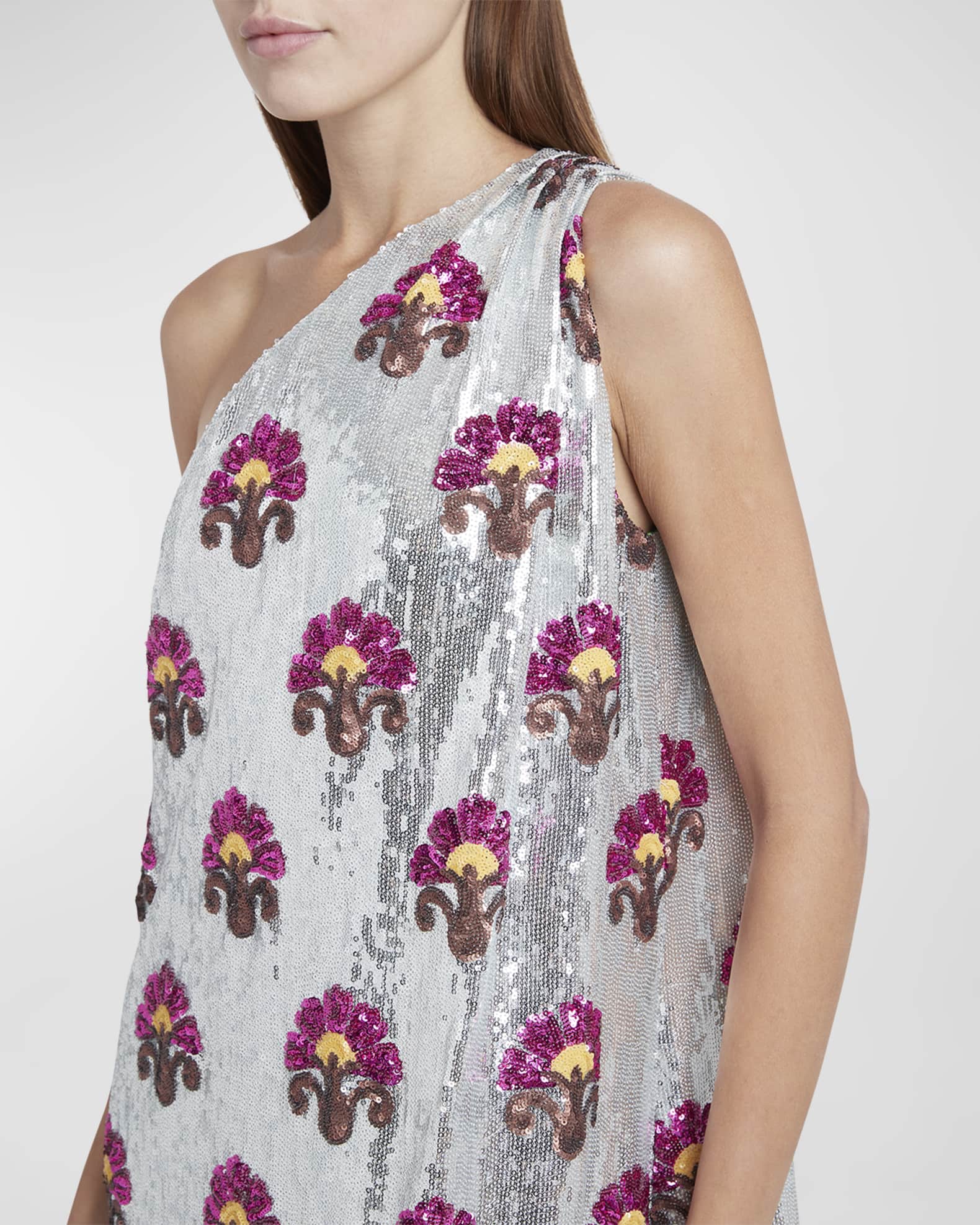 La DoubleJ Roy One-Shoulder Sequin Midi Dress | Neiman Marcus