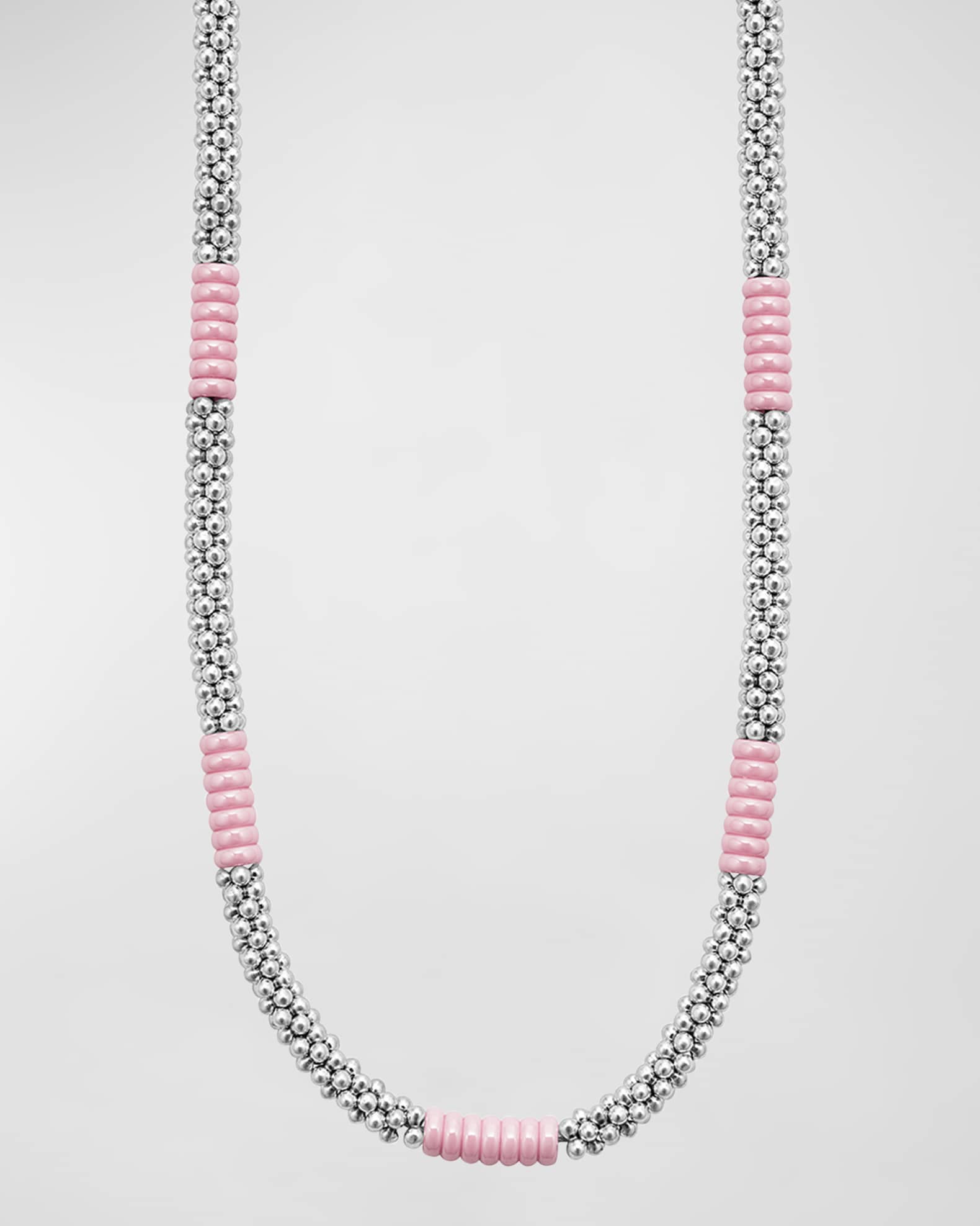 LAGOS Sterling Silver Pink Caviar 5mm Rope Necklace