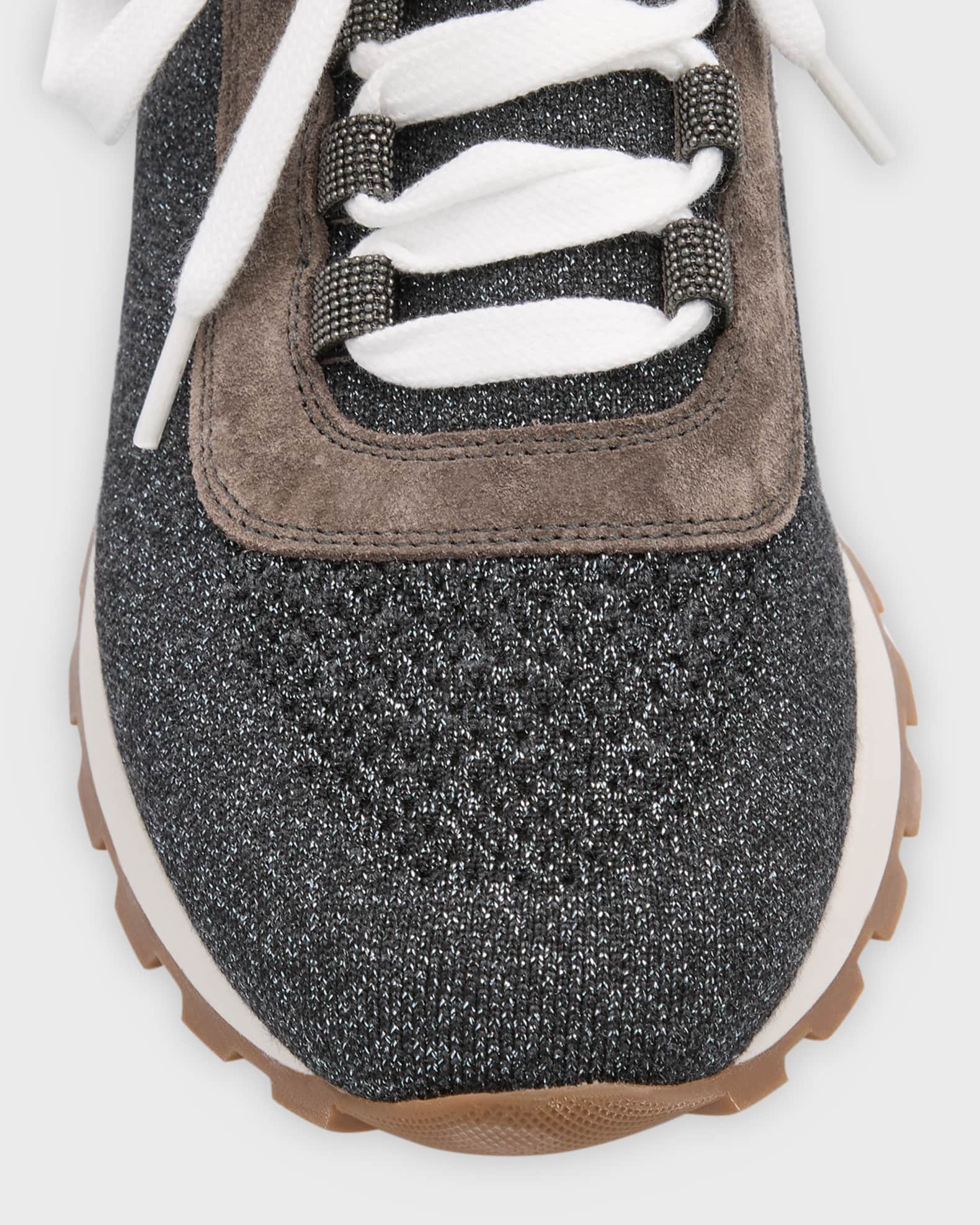 Brunello Cucinelli Monili Shimmer Knit Trainer Sneakers