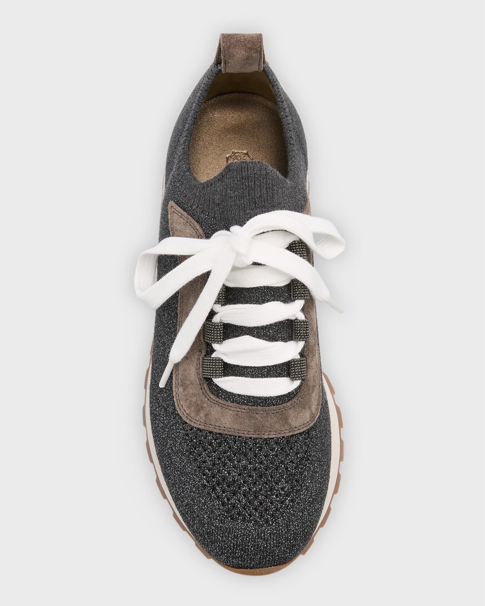 Brunello Cucinelli Monili Shimmer Knit Trainer Sneakers