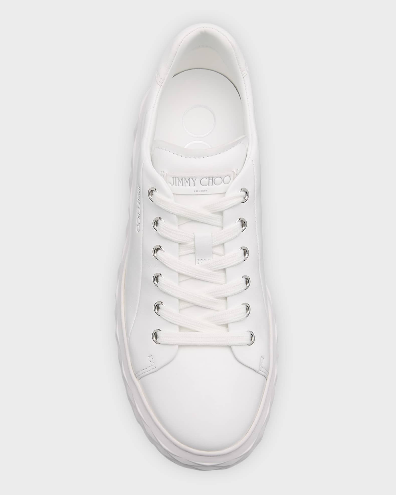 ◆正規品・新品◆Jimmy Choo White Leather Sneakers Jimmy Choo Diamond Leather Low-Top Sneakers | Neiman Marcus