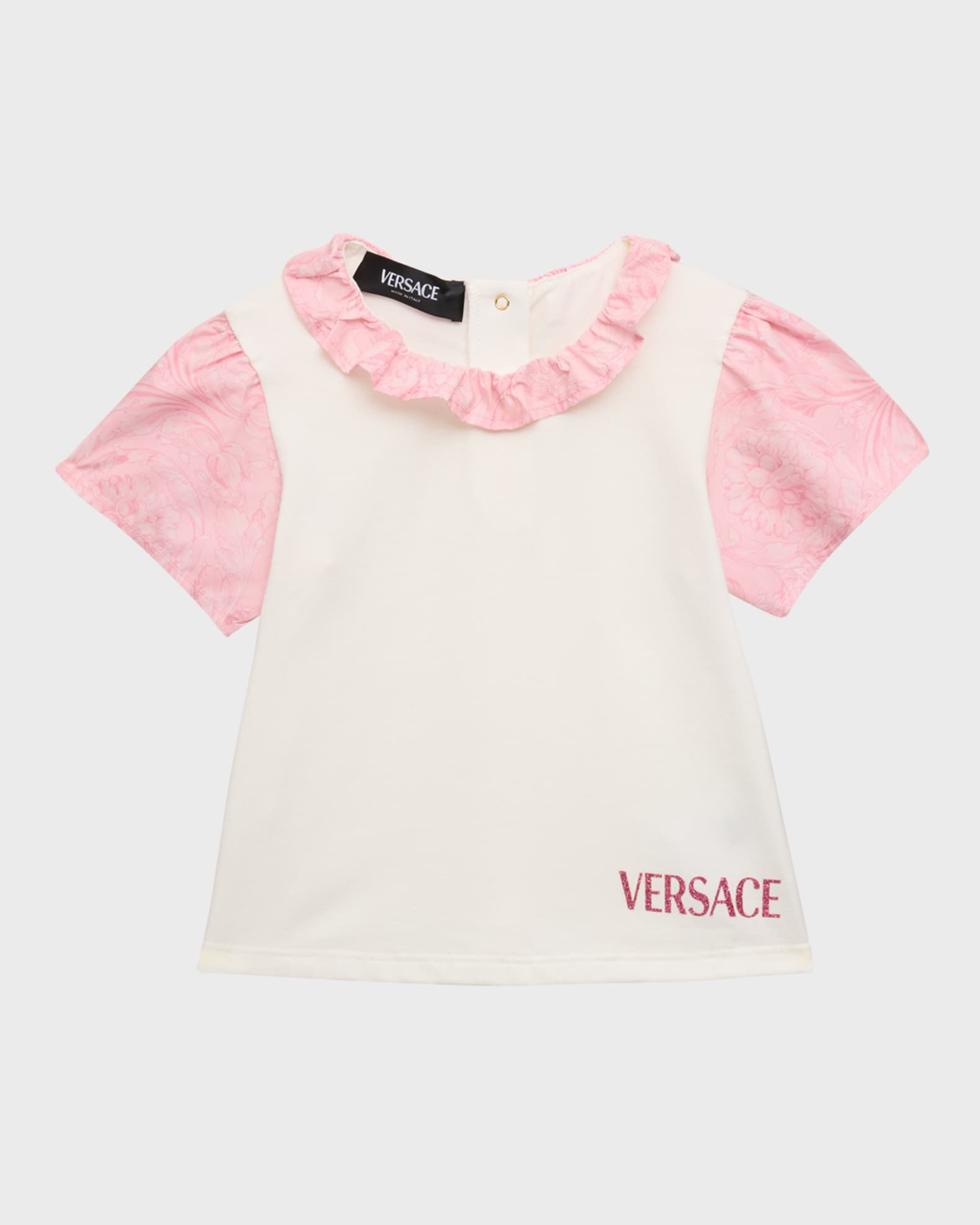 Versace Kids Barocco-print poplin dress - Pink