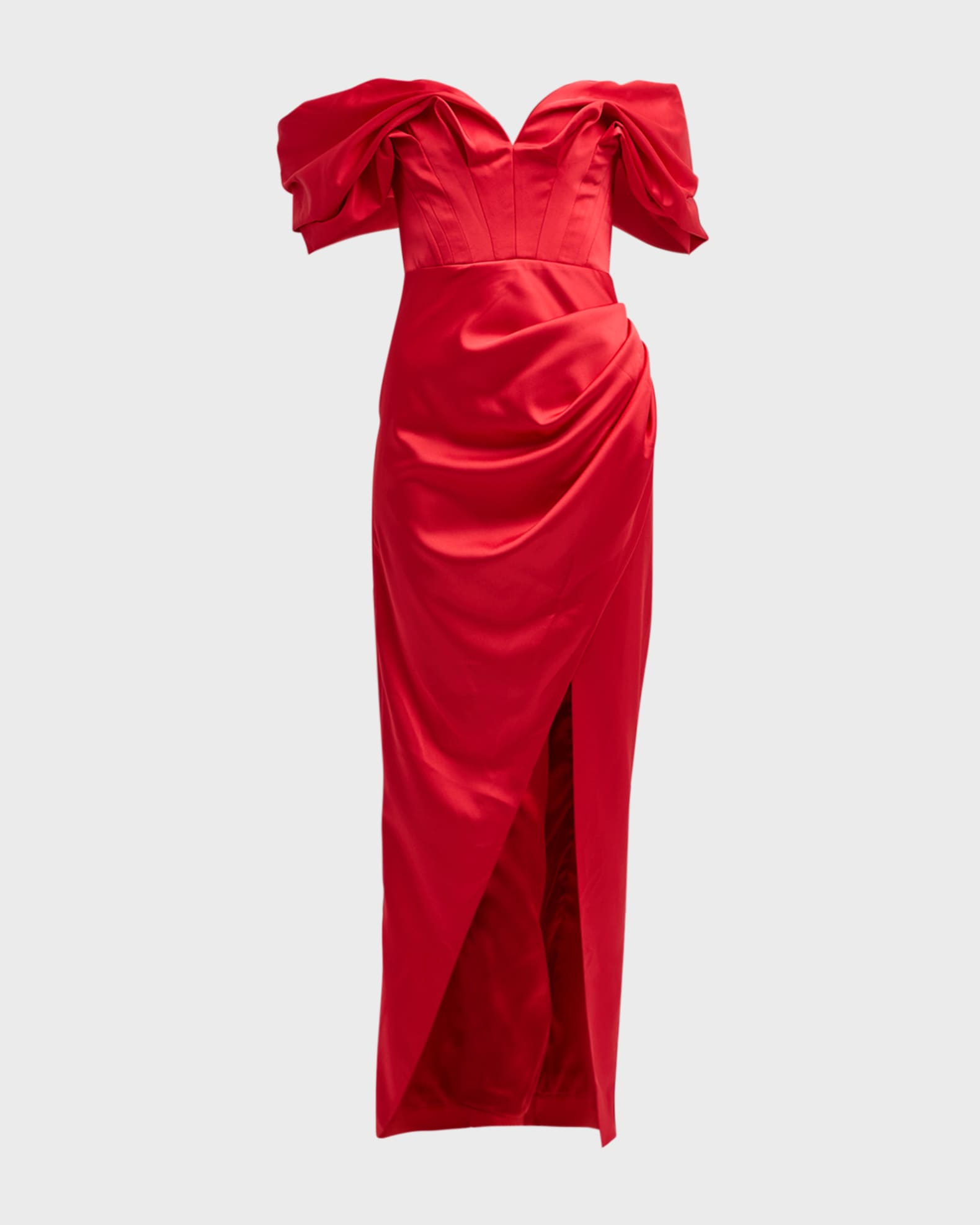 GIGII'S Laura Off-Shoulder Draped Column Gown | Neiman Marcus