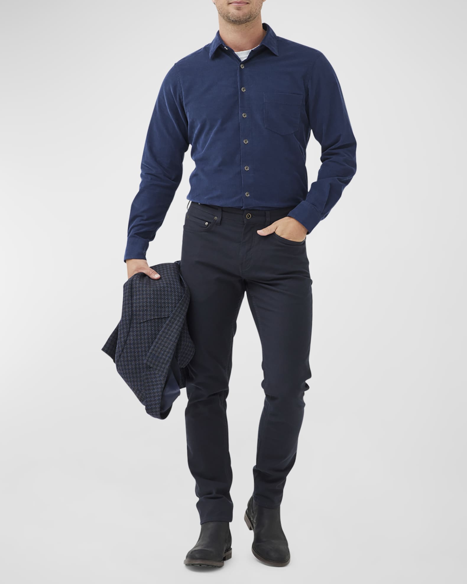 Men's Coal Stream Slim Fit Corduroy Casual Button-Down Shirt 1