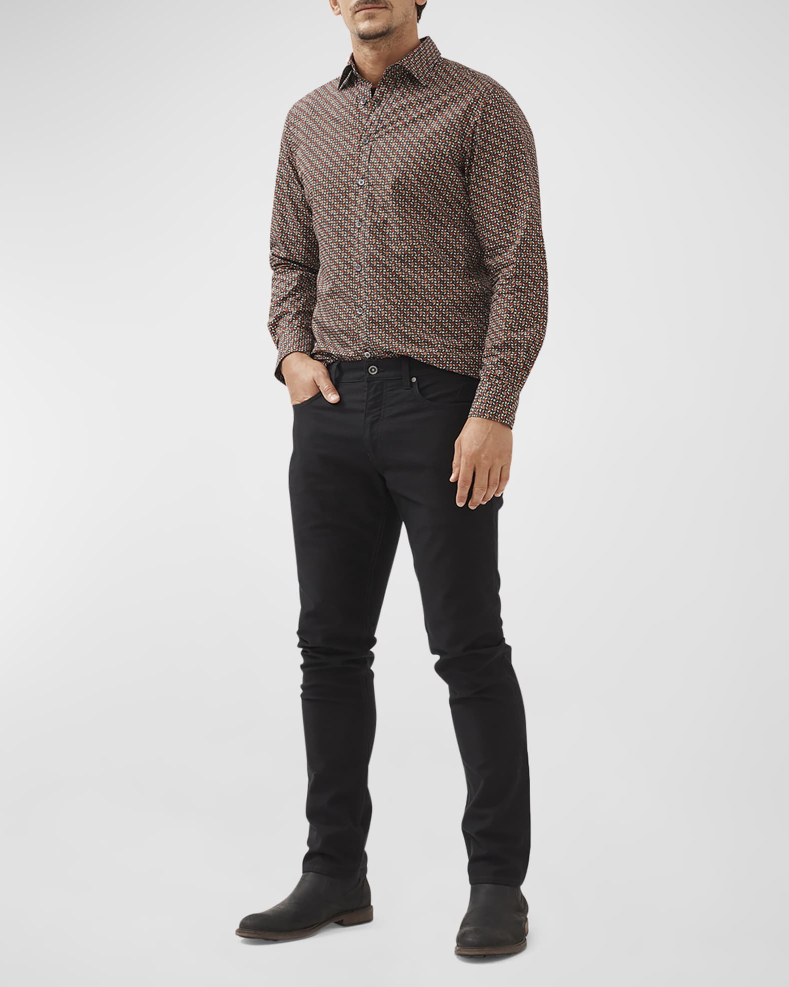 Men's Grantlea Printed Slim Fit Sport Shirt 1