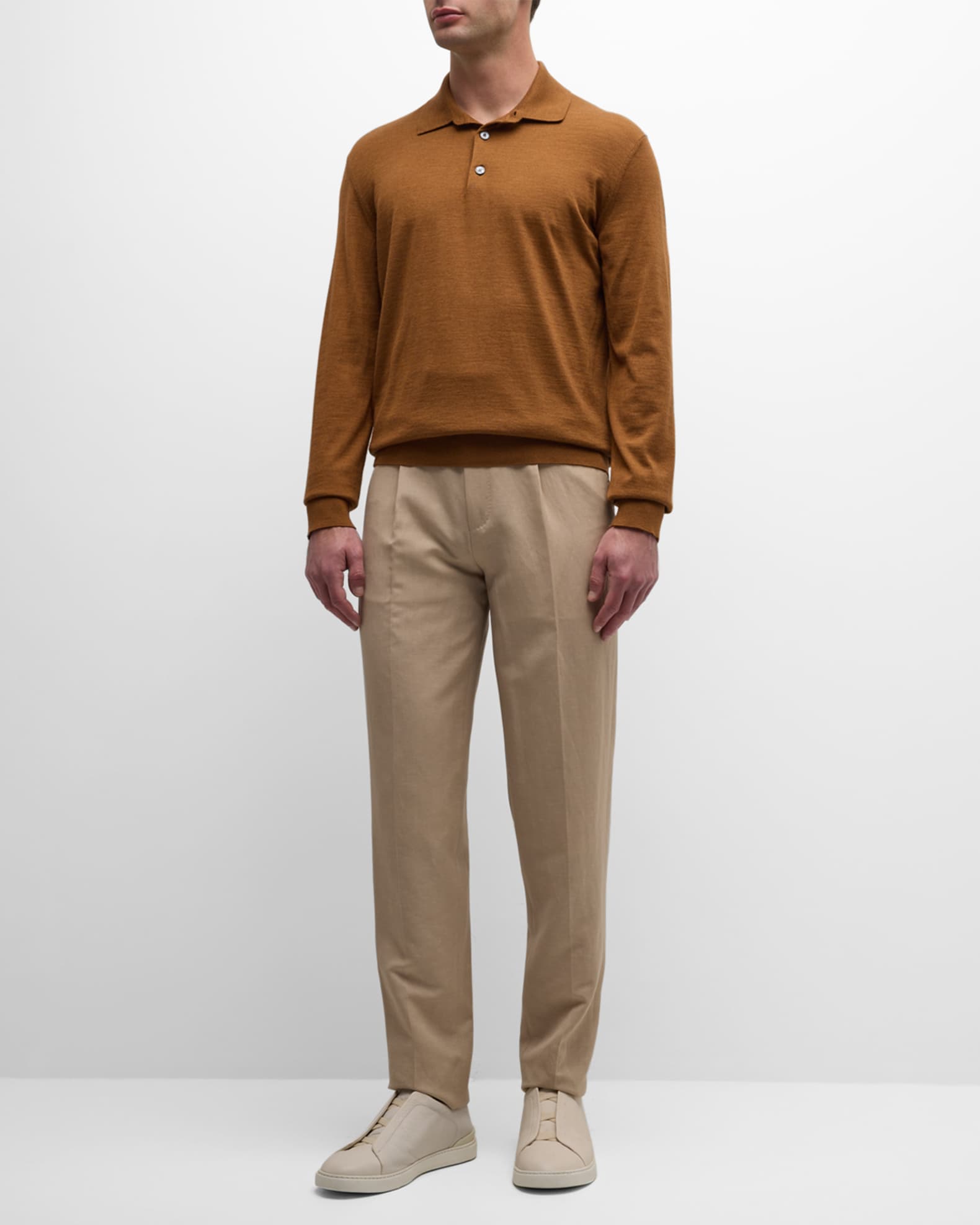 Men's Wool and Linen Single Pleat Pants
