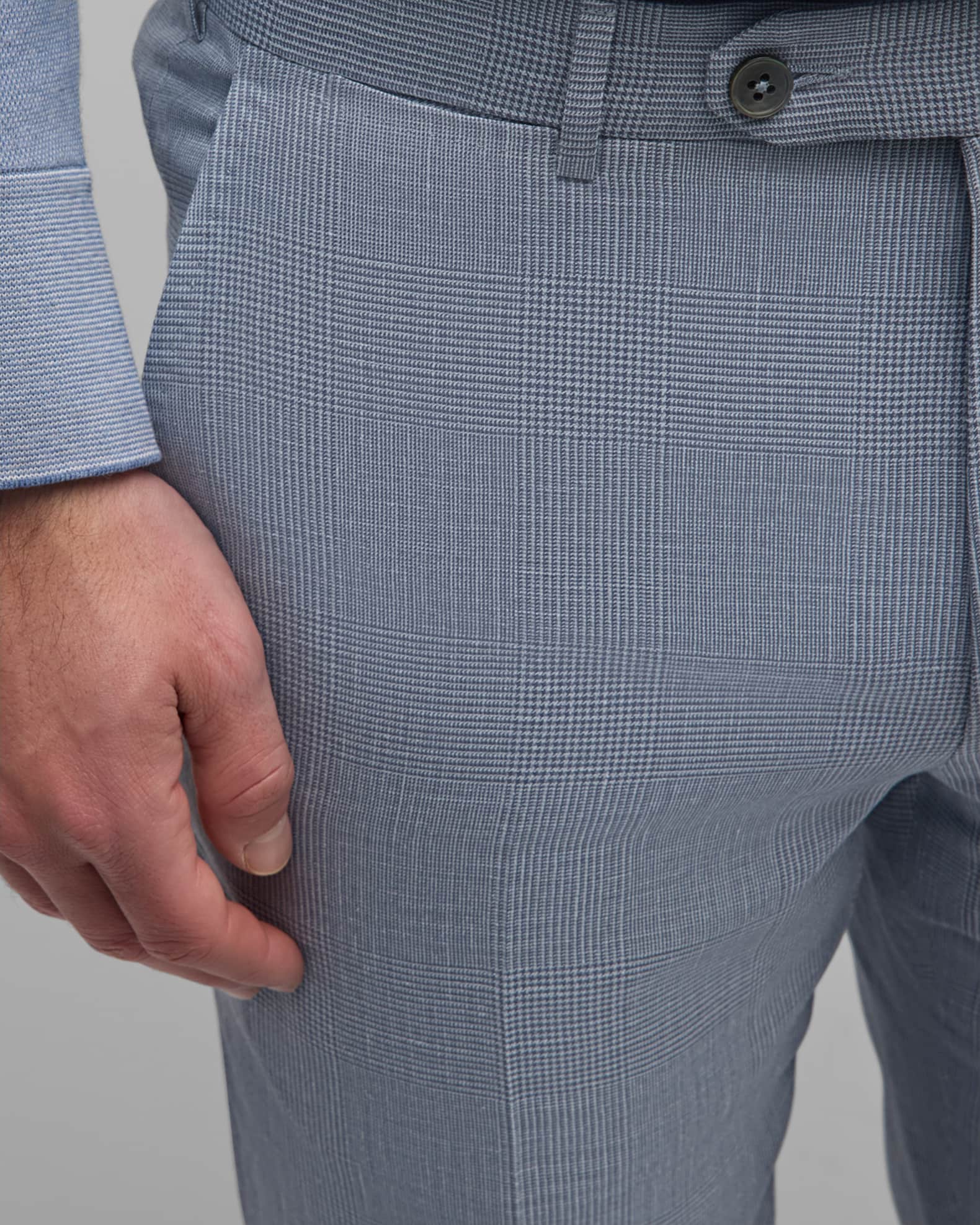 Men's Plaid Crossover Wool Linen Suit  1