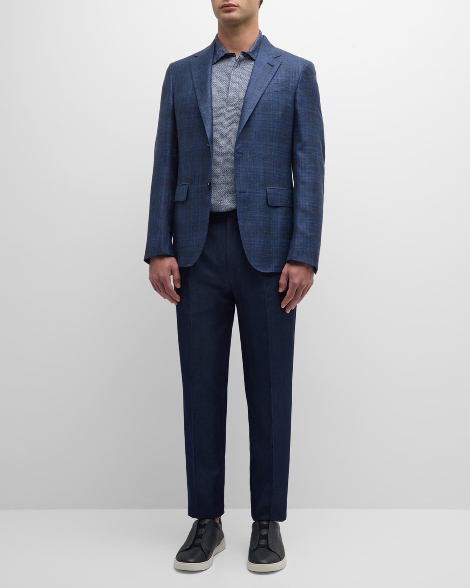 Zegna Men s Macro Check Sport Coat Blue Navy Check Men s 44R Coats Jackets Outerwear Sportcoats Sport Coats Jackets
