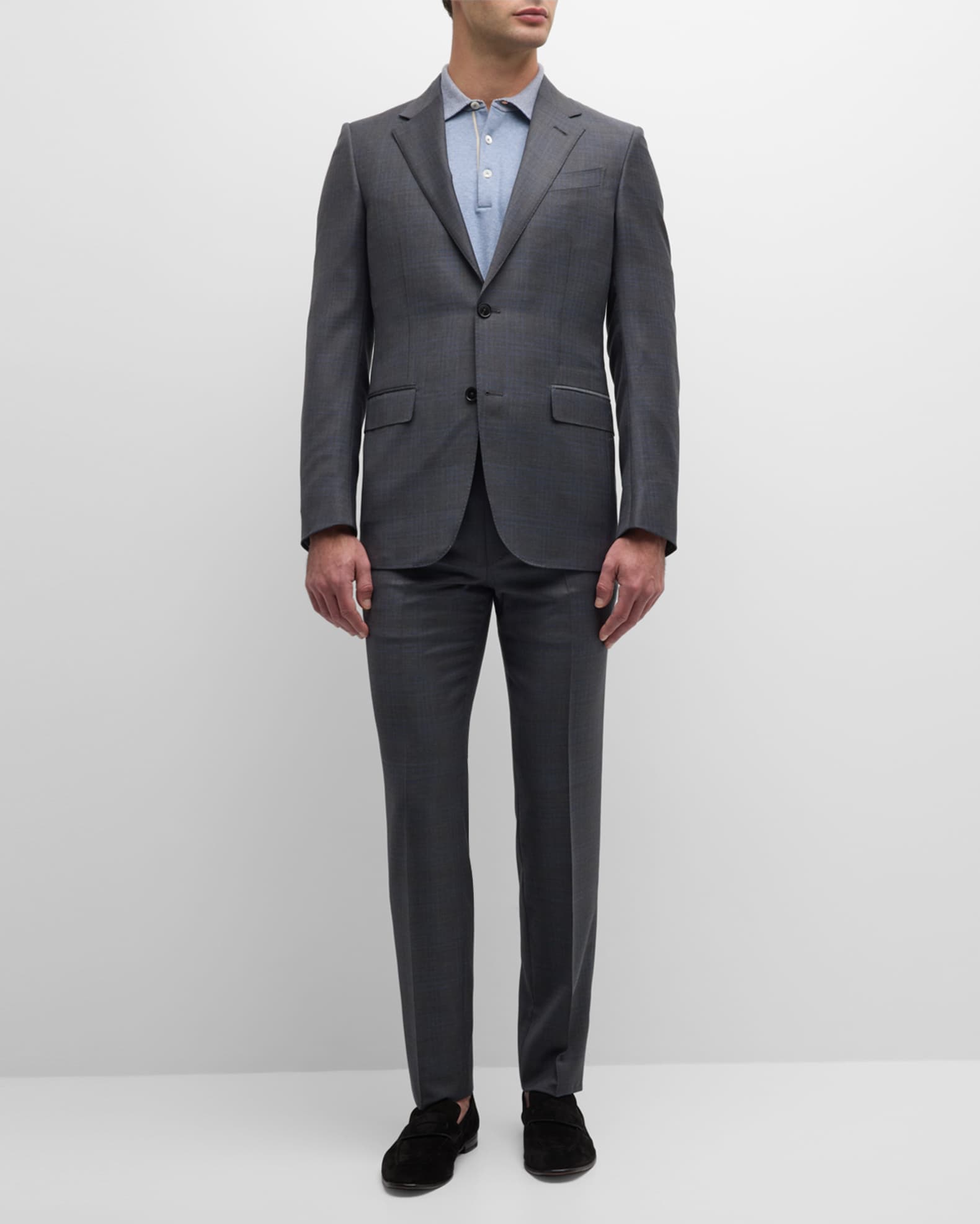 スーツ（メンズ） Z Zegna Wool dress One hundred and twenty thousand Zegna - Solid Gray Worsted Wool Suit | Mitchell Stores