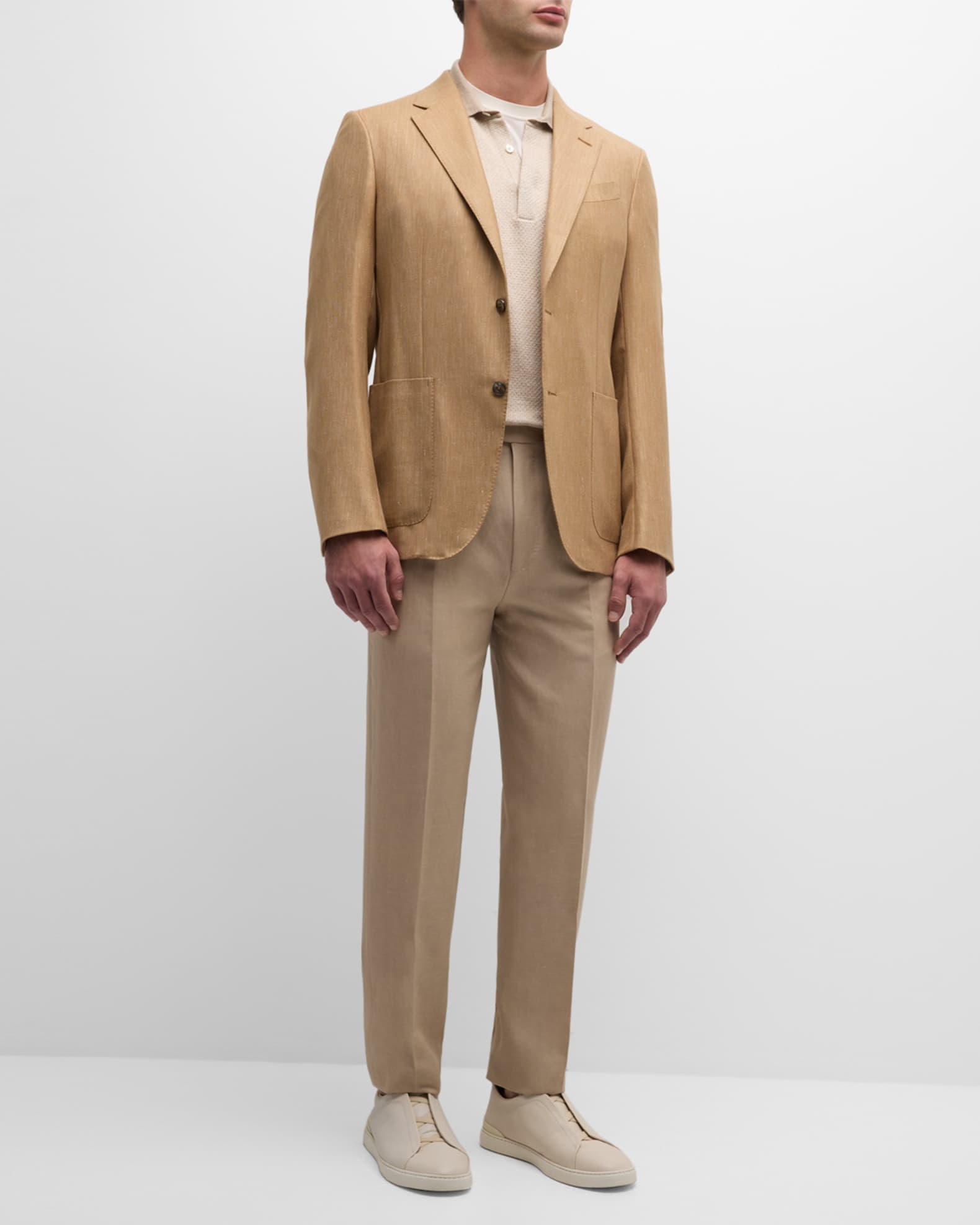 Zegna Cashmere Blend Twill Blazer Medium Brown Solid