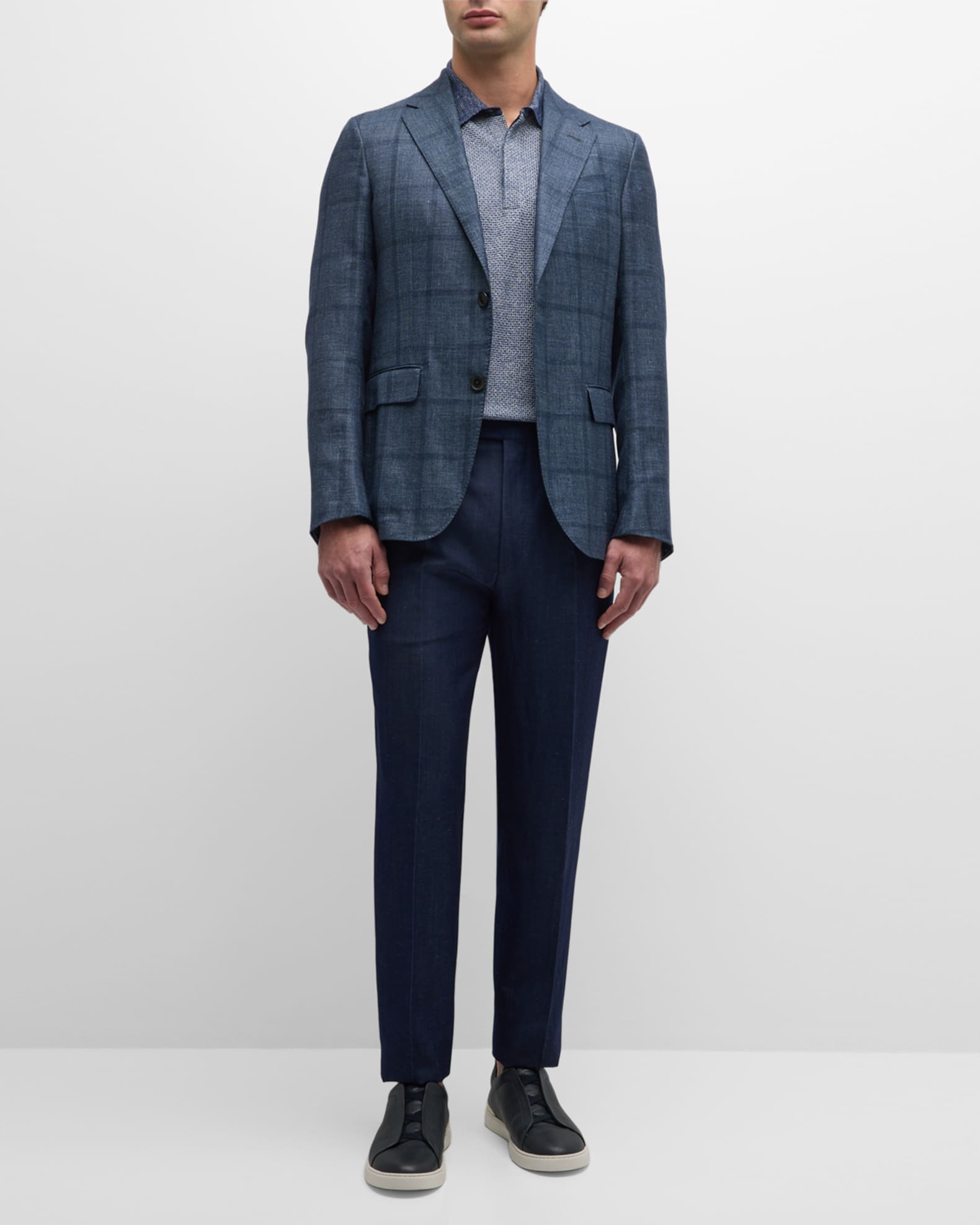 ZEGNA Men's Wool and Linen Single Pleat Pants | Neiman Marcus