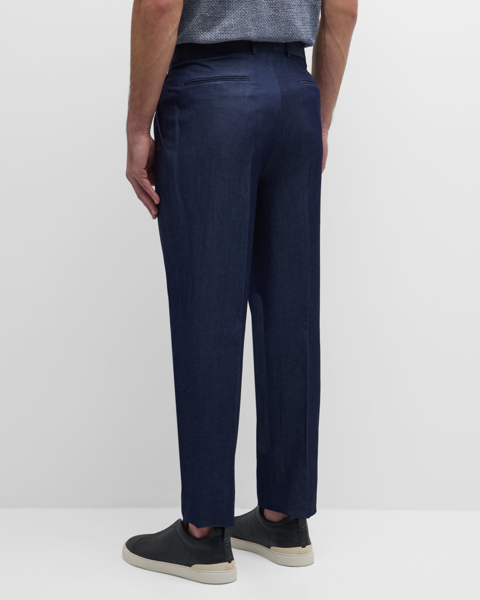 ZEGNA Men's Pleated Wool-Linen Pants | Neiman Marcus