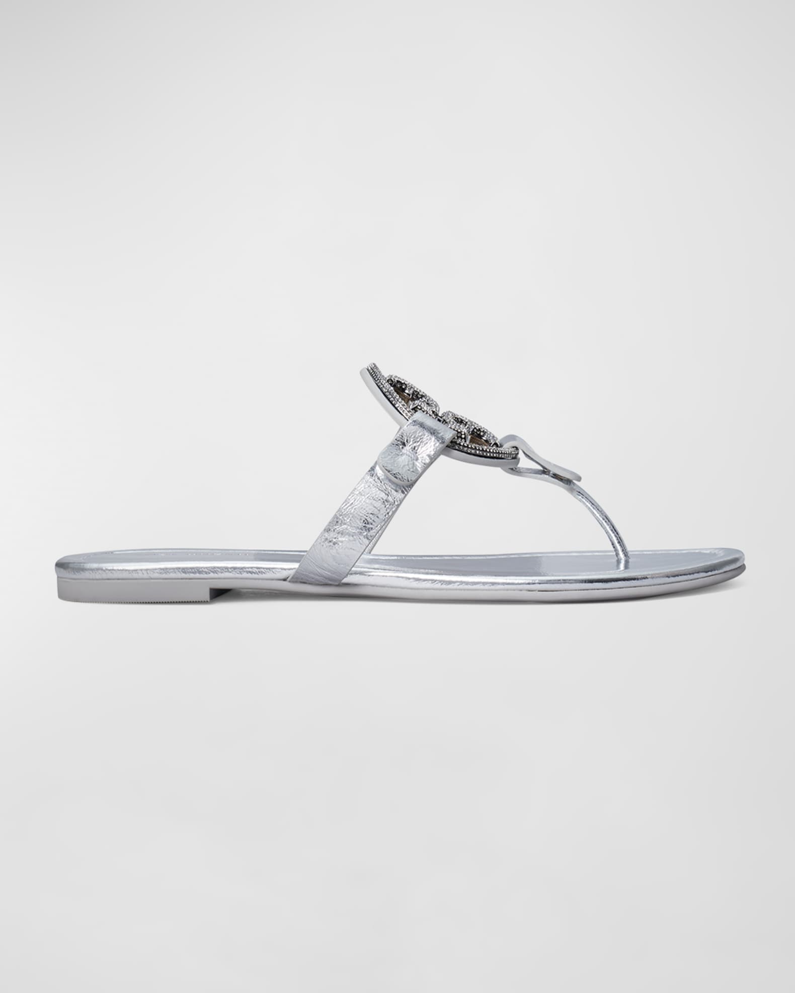 Tory Burch Miller pave logo sandals - Silver