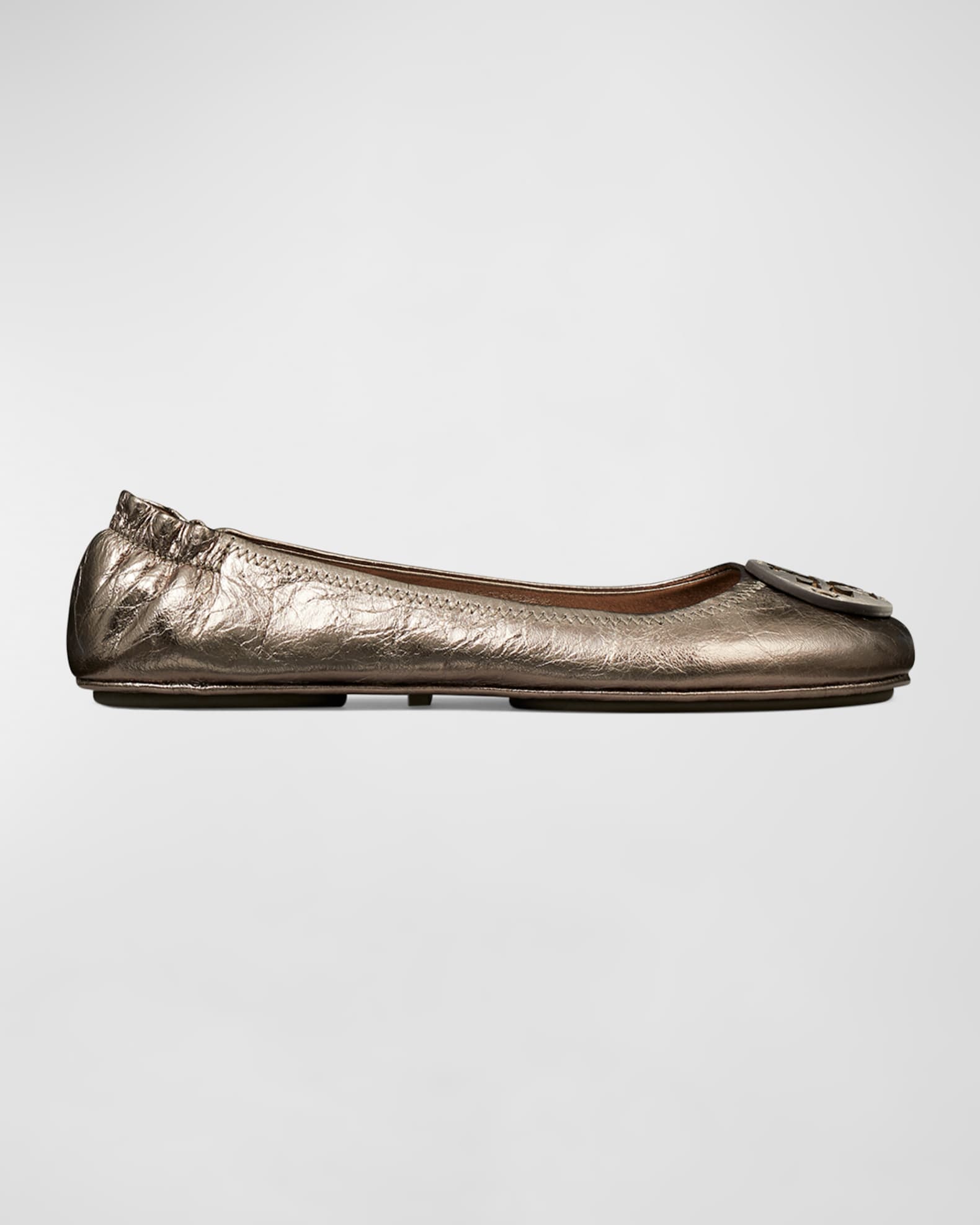 Tory Burch Minnie Metallic Logo Travel Ballerina Flats Neiman Marcus