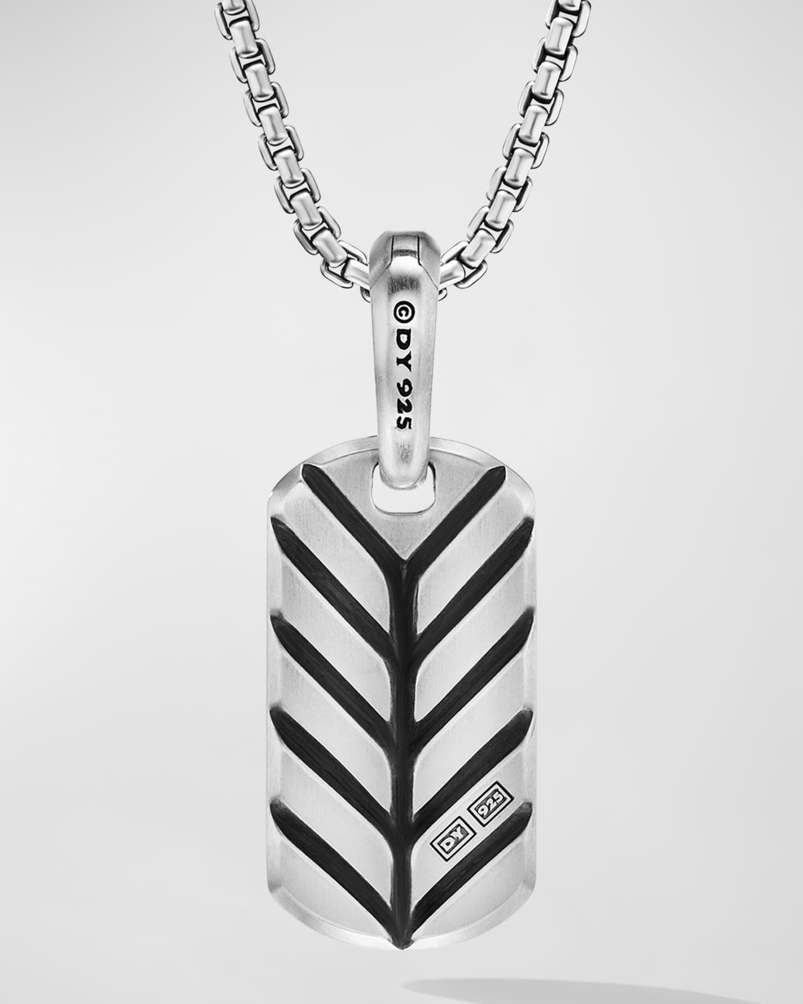 21mm Men's Chevron Tag Pendant in Silver 1