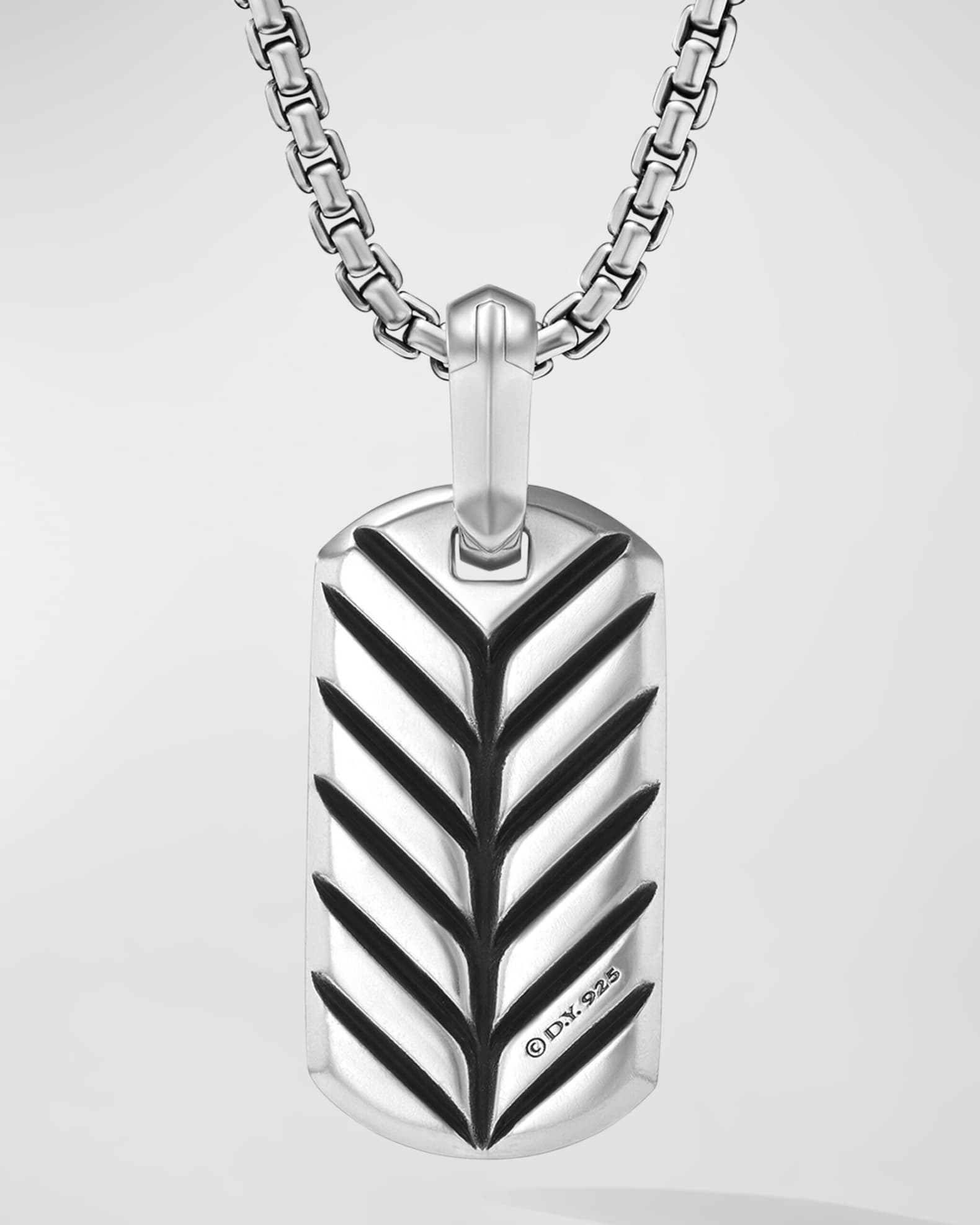 21mm Men's Chevron Tag Pendant in Silver 1