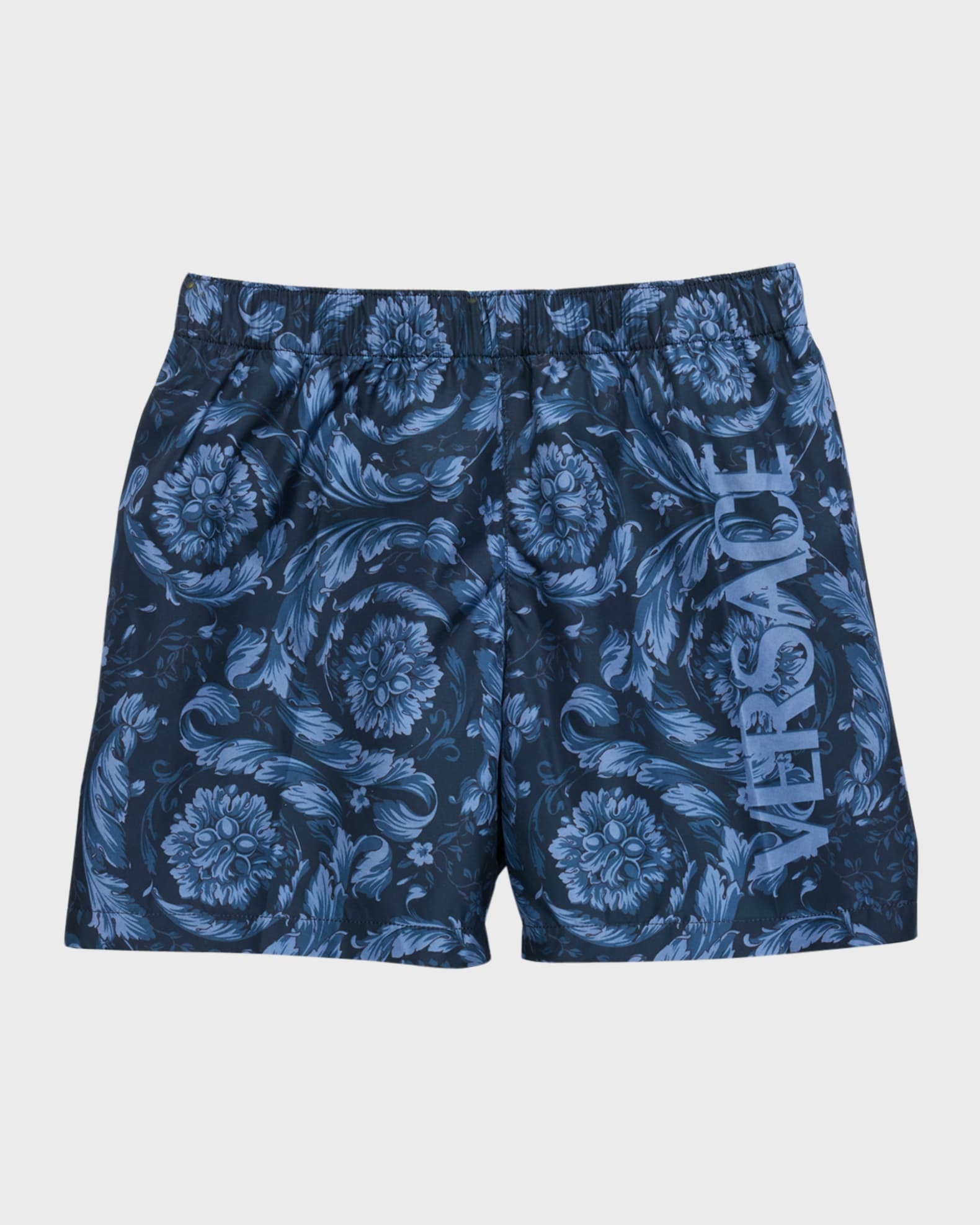 Versace Boy's Barocco-Print Nylon Swim Shorts, Size 4-6