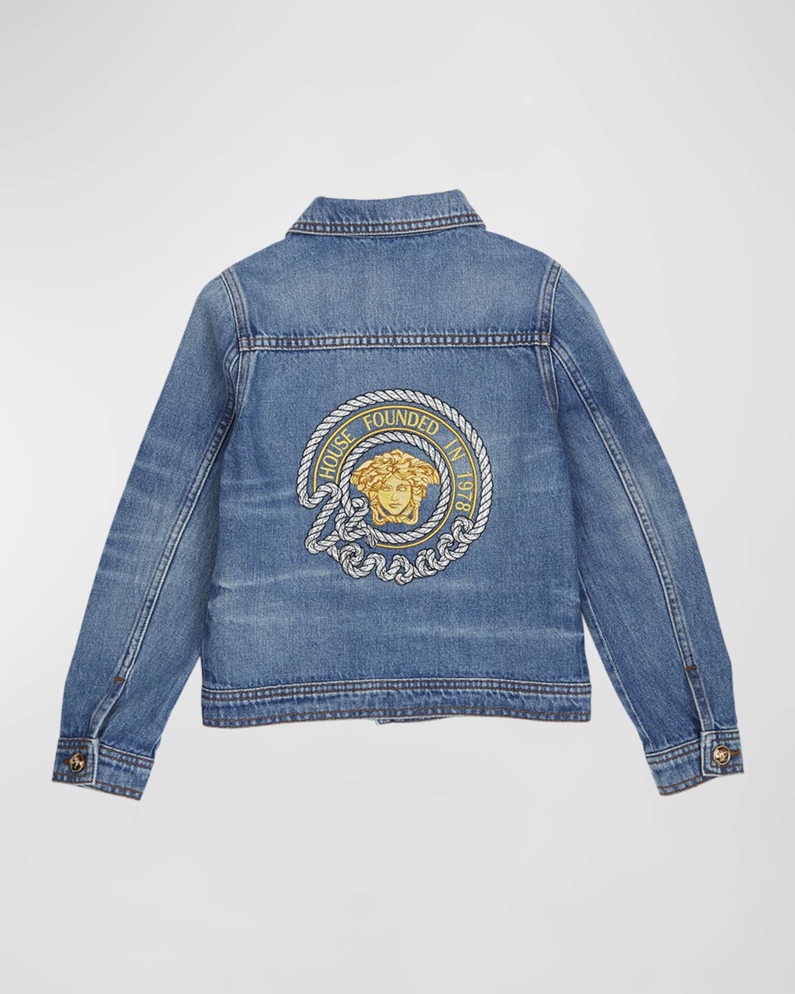 Boy s Marine Embroidered Denim Jacket Size 8 14