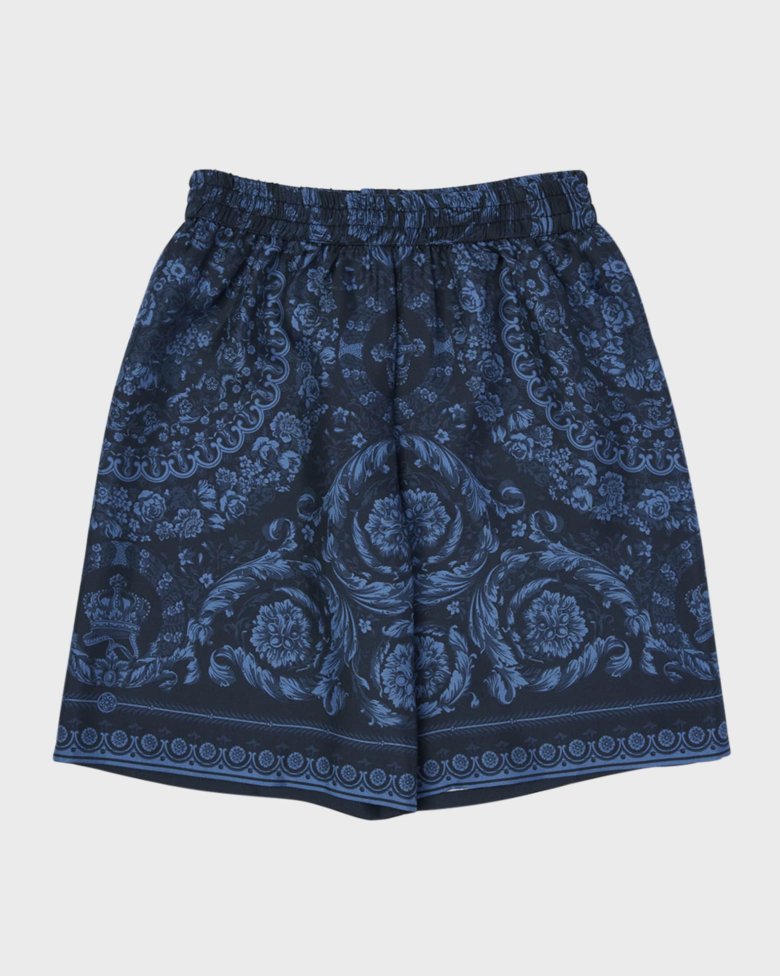 Versace Boy's Barocco Foulard Silk Twill Shorts, Size 8-14