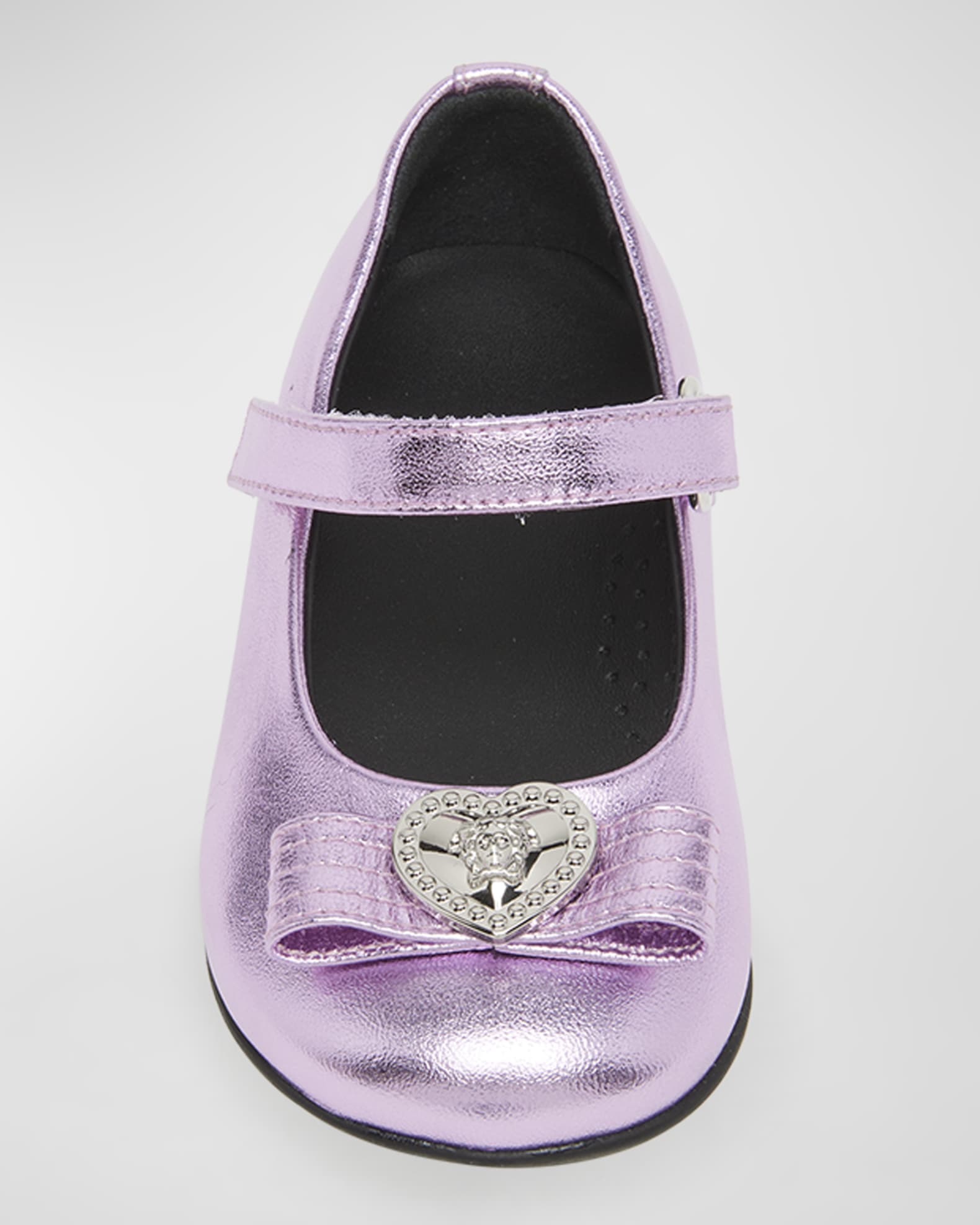 Versace Girl's Laminated Leather Ballerina Flats, Baby/Toddler Neiman