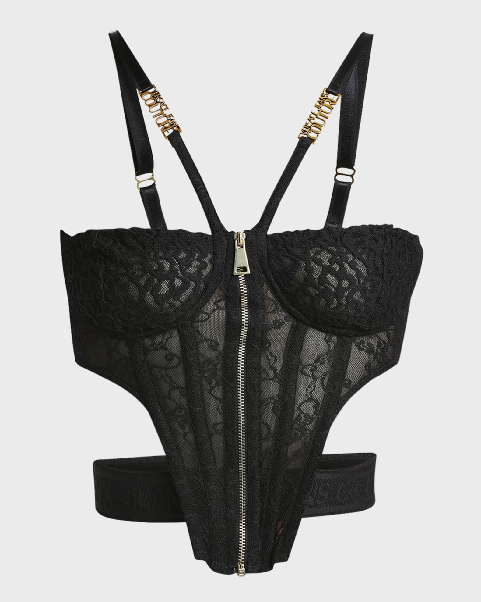 Versace Jeans Couture Cut-Out Lace Bustier Top