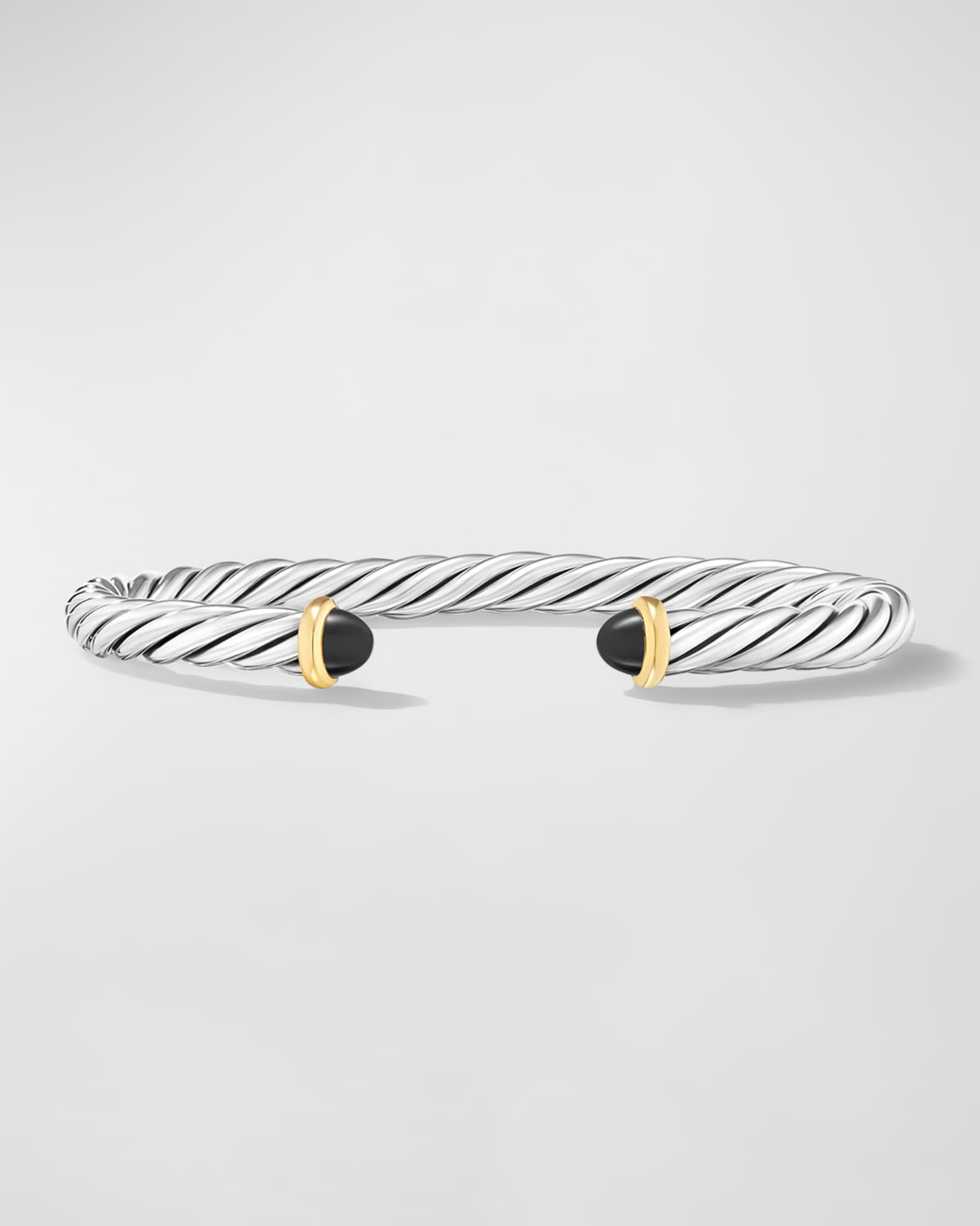 Men's Cable Flex Cuff Bracelet with Gemstone and 14K Gold in Silver 0