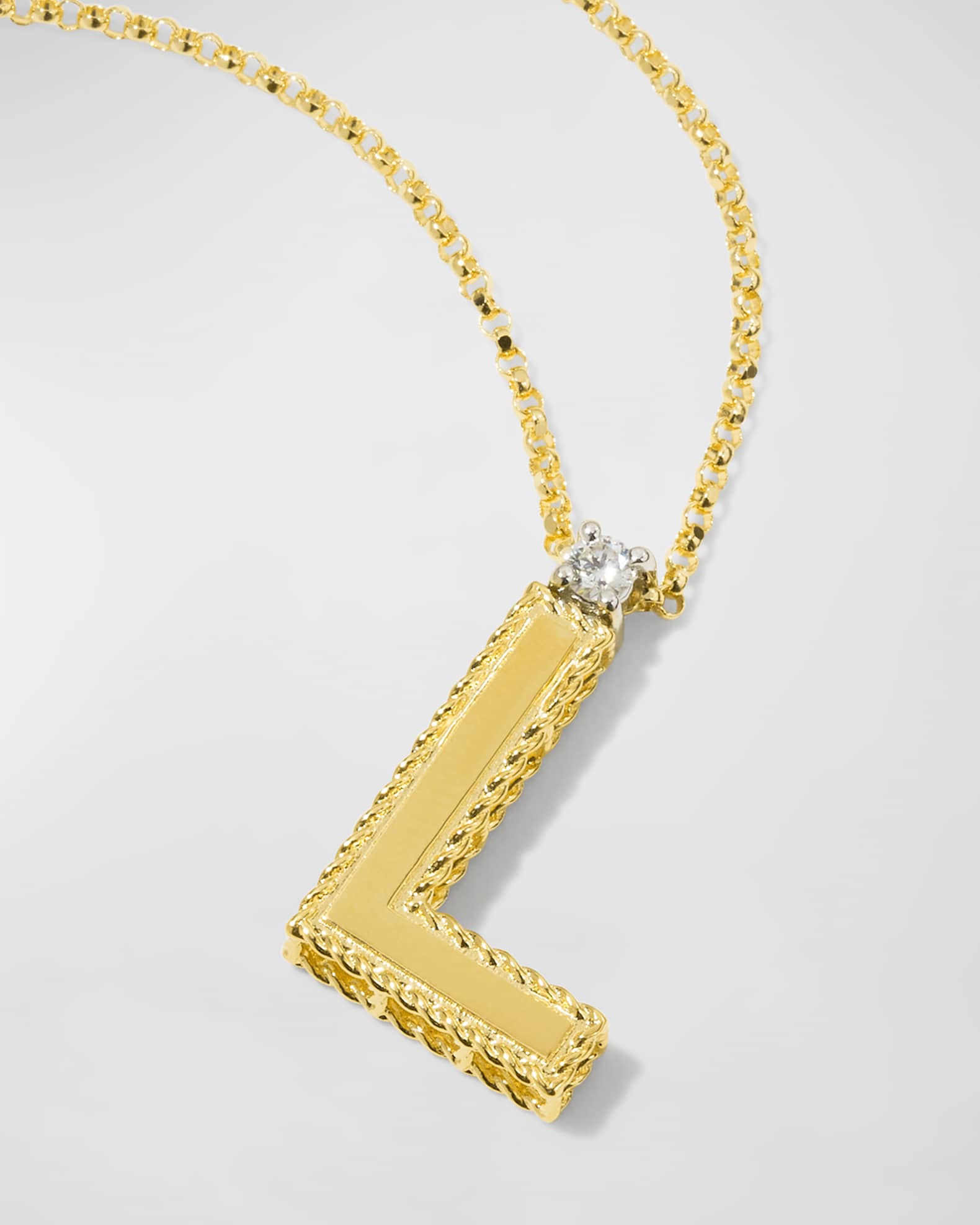 Princess 18K Yellow Gold Diamond Initial Necklace, L 1