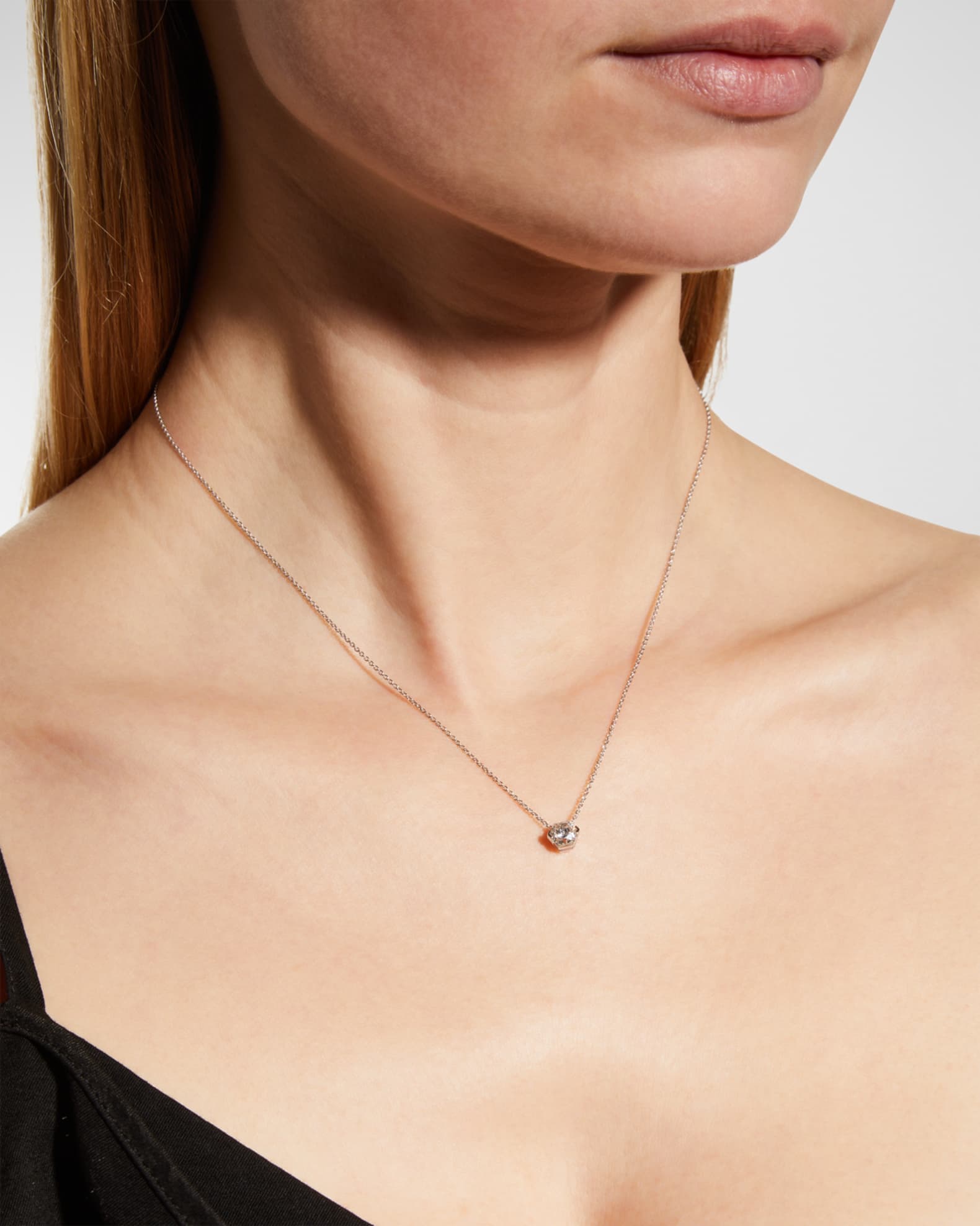 18K White Gold Hexagonal Diamond Necklace, 0.7tcw 1