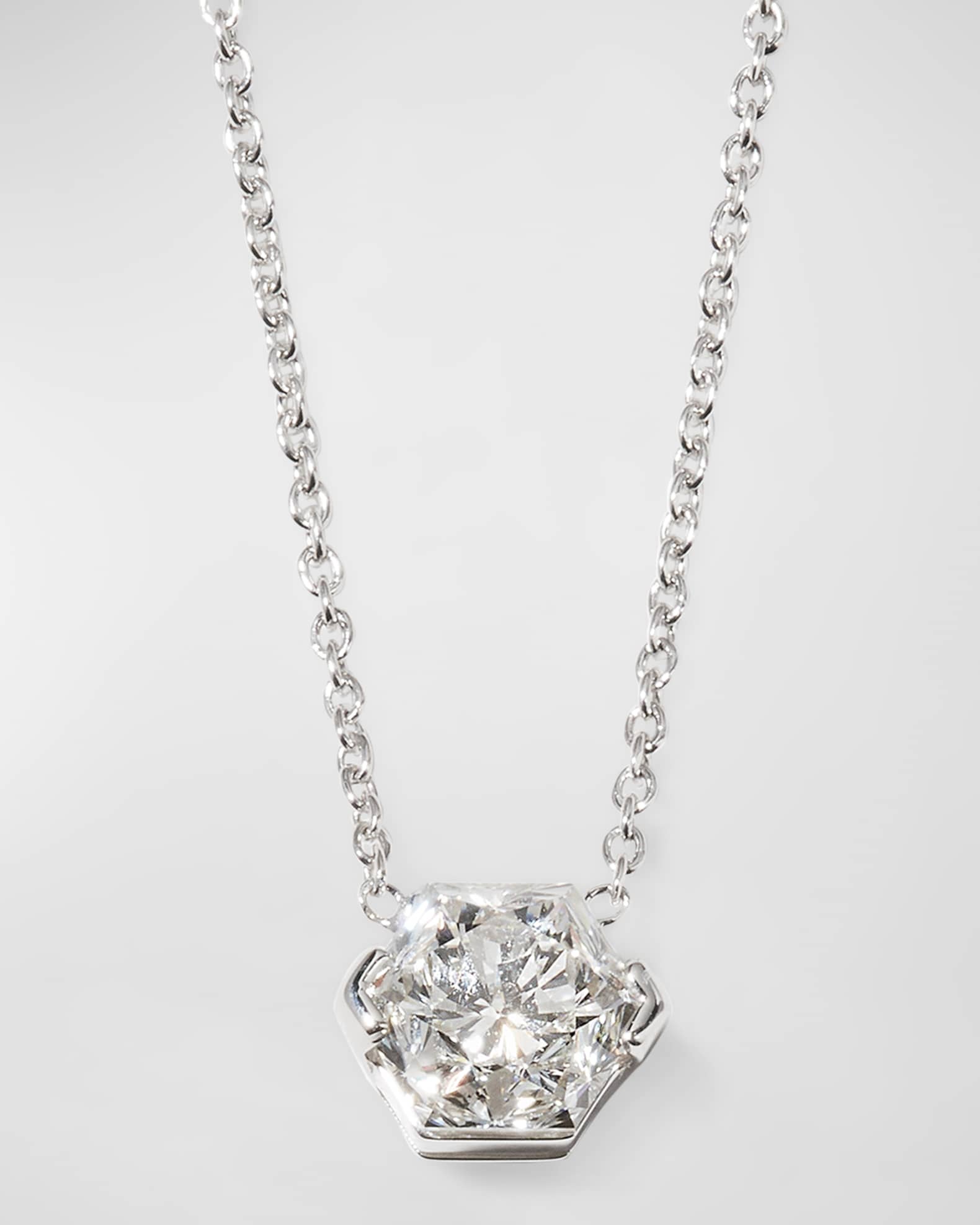 18K White Gold Hexagonal Diamond Necklace, 0.7tcw 0