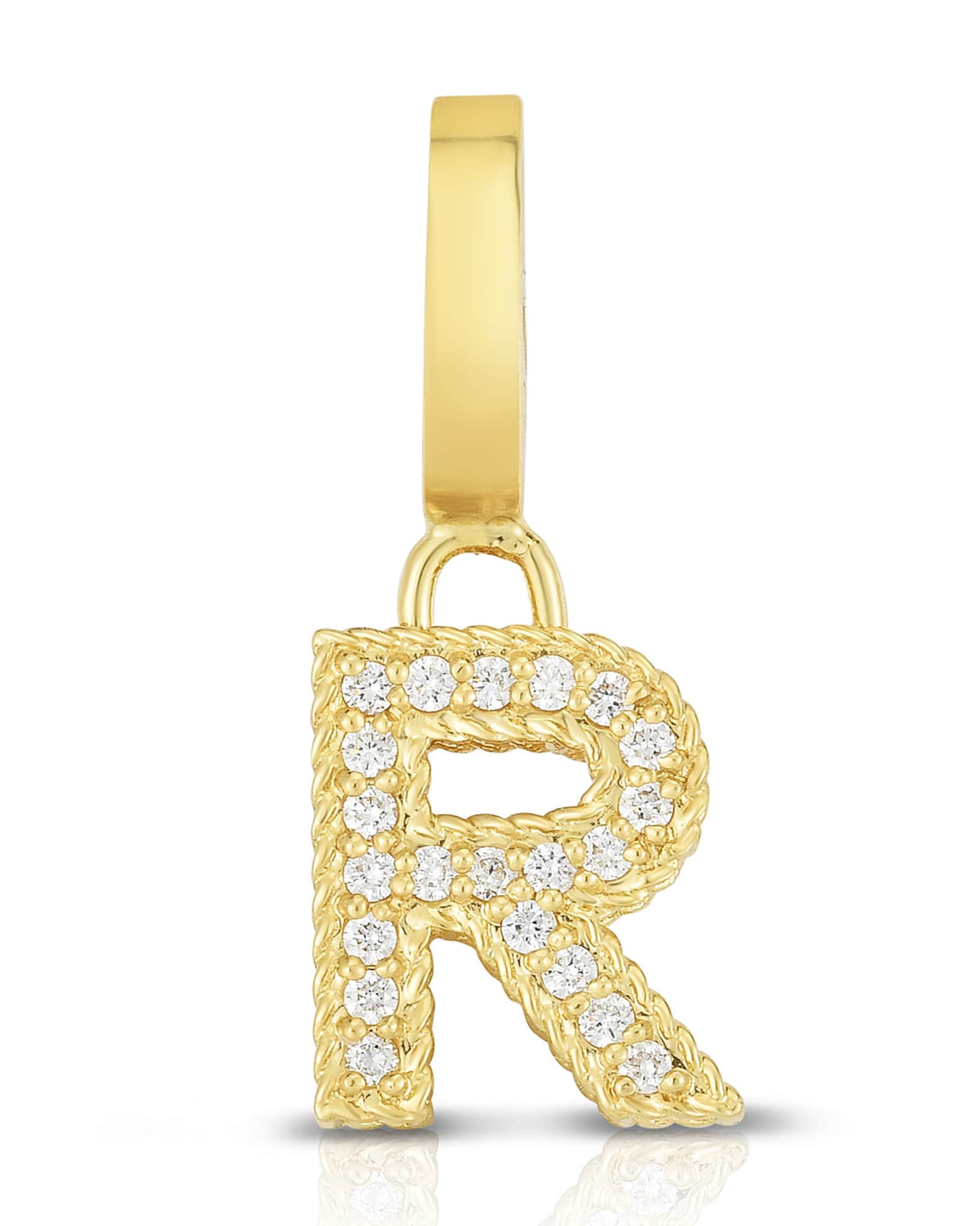 Roberto Coin Princess 18K Yellow Gold Diamond Pave Initial Charm, R