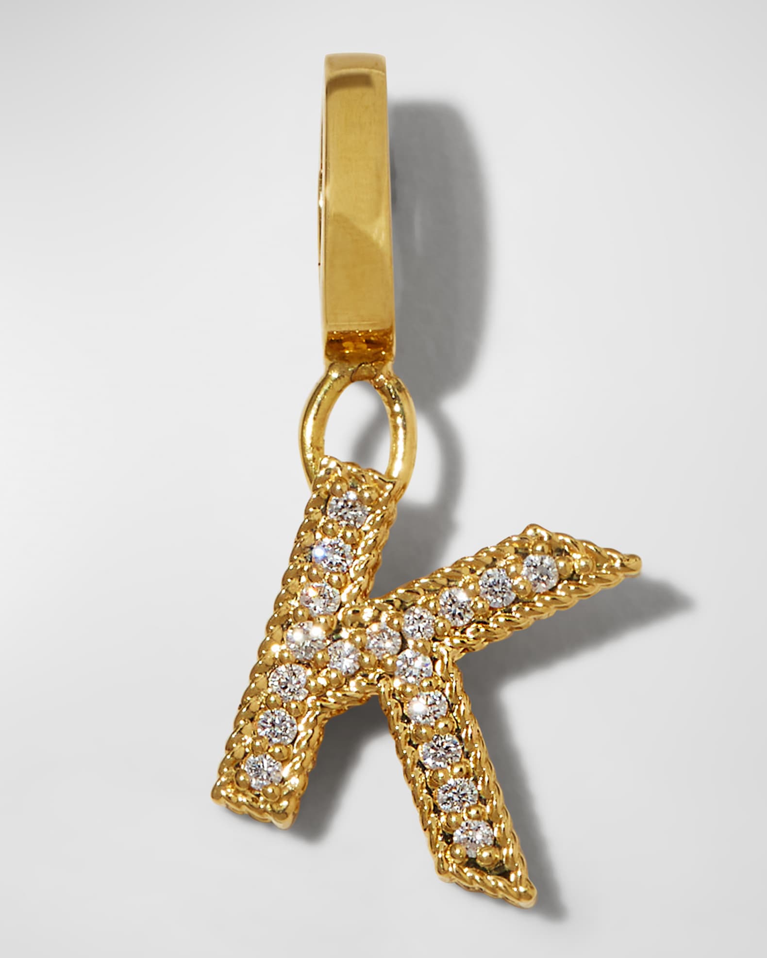 Roberto Coin Princess 18K Yellow Gold Diamond Pave Initial Charm, K