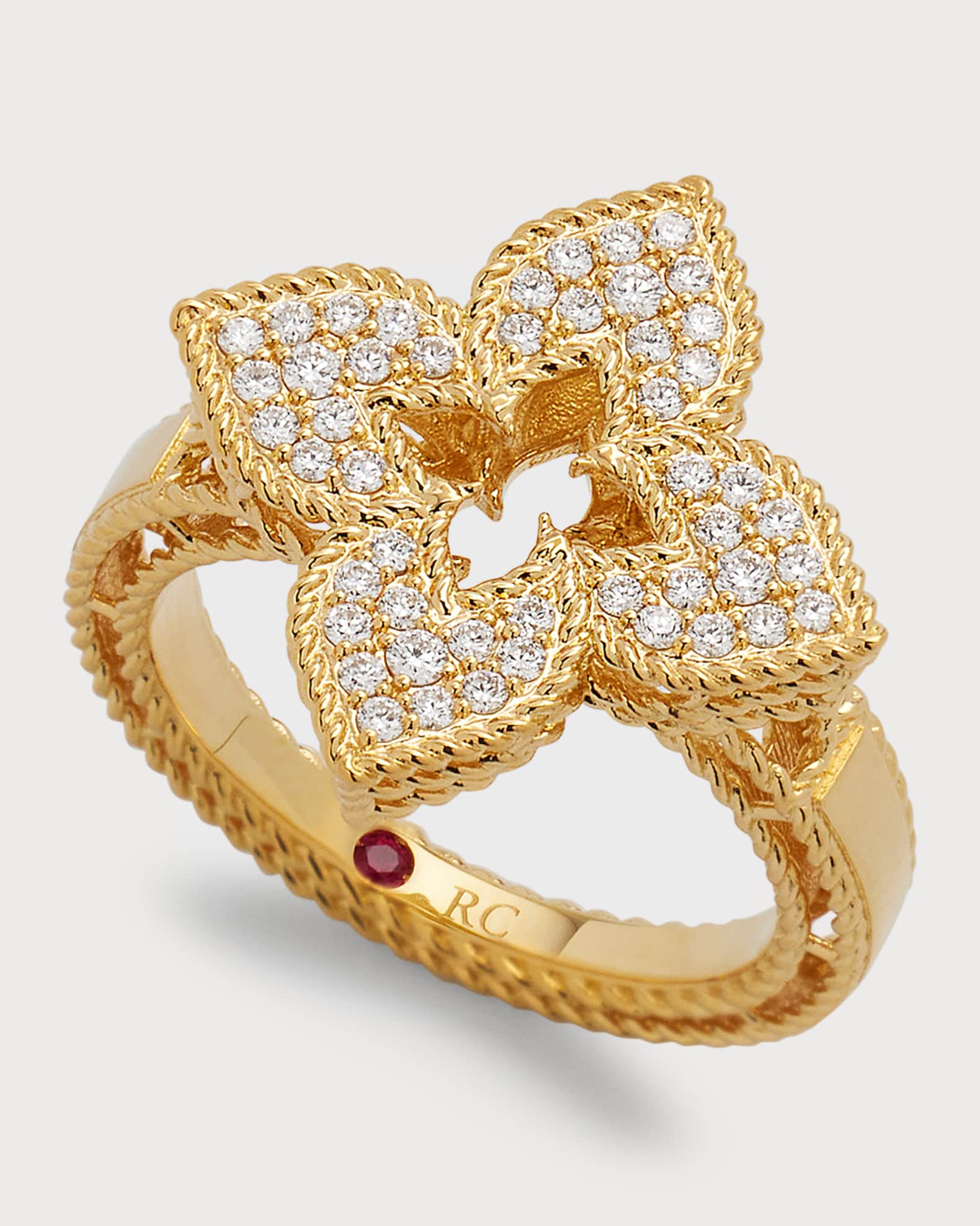 Roberto Coin Venetian Princess 18K Yellow Gold Diamond Ring Size 6.5 Neiman Marcus
