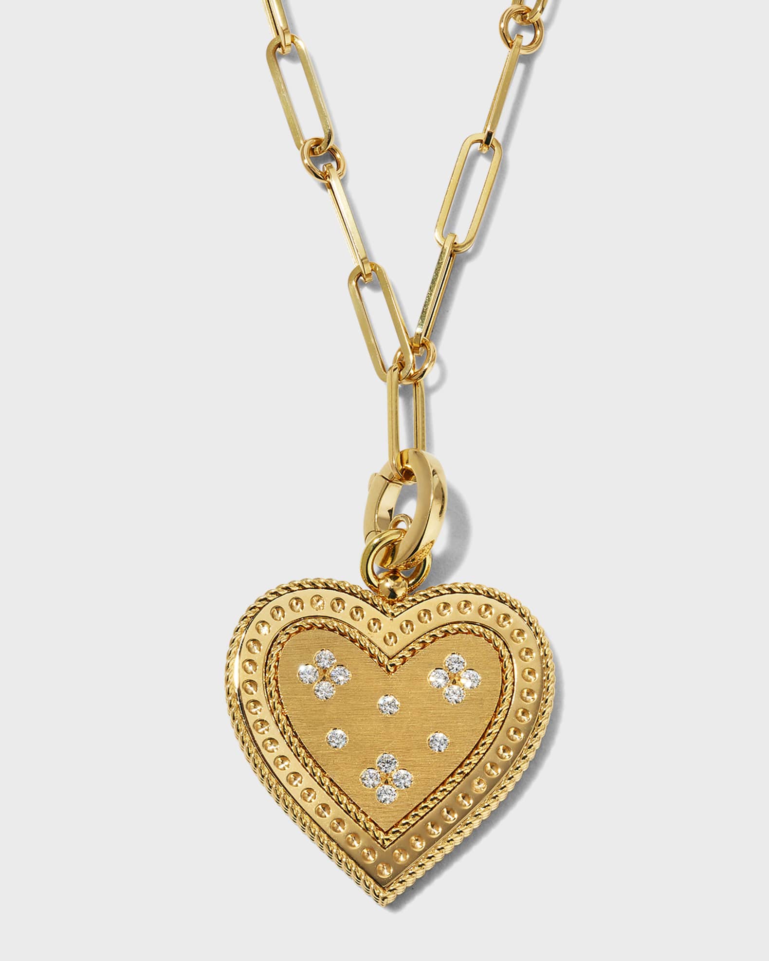 Roberto Coin 18K Large Diamond Heart Medallion Necklace