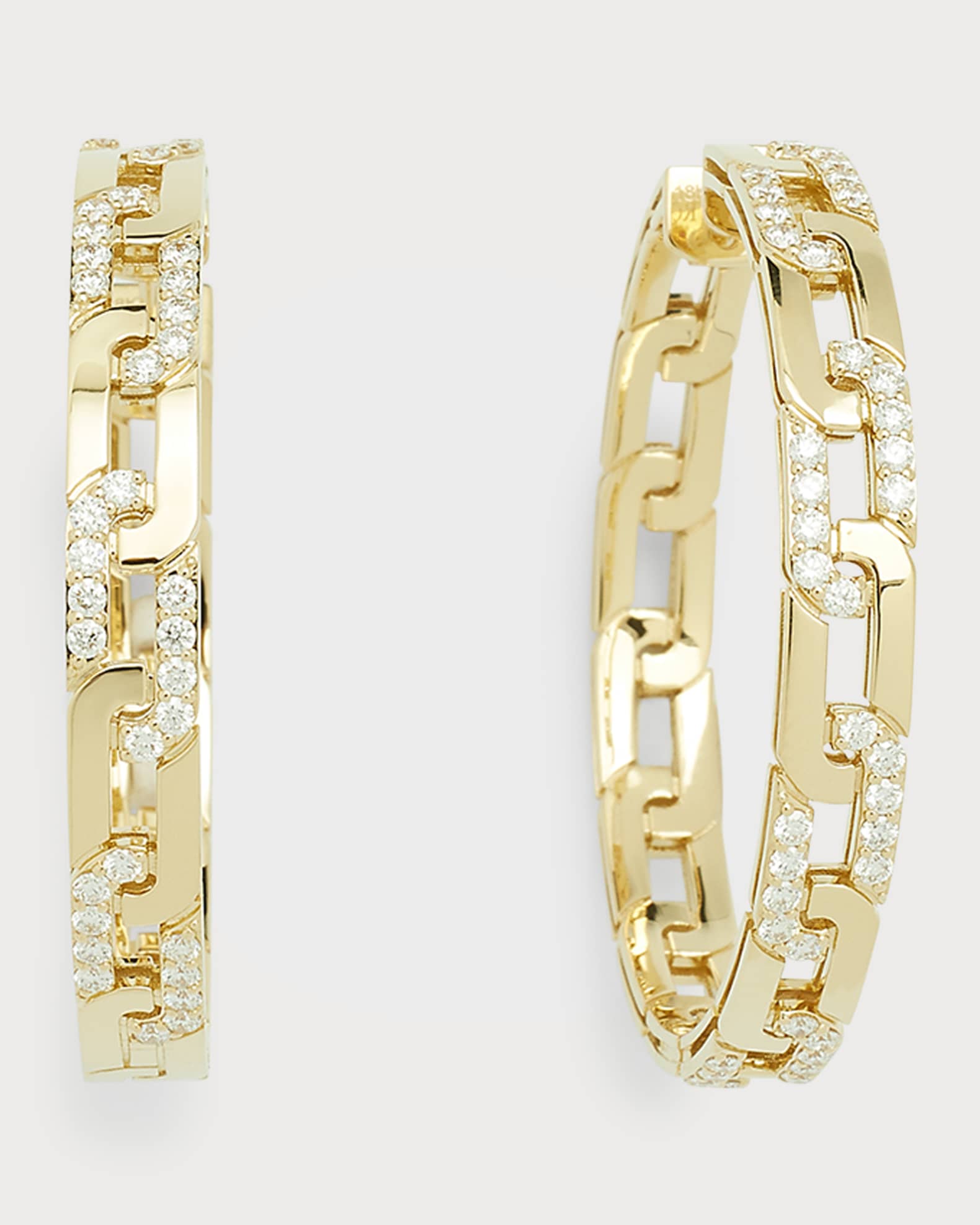 18K Yellow Gold Diamond Navarra Hoop Earrings, 35mm 0