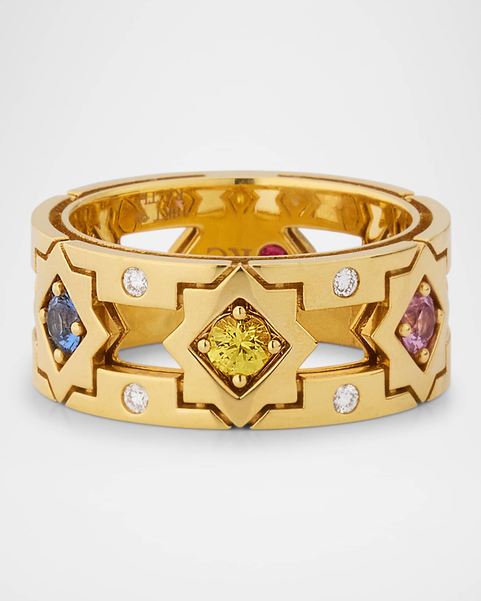 18K Yellow Gold Navarra Ring with Mixed Sapphires and Diamonds 0