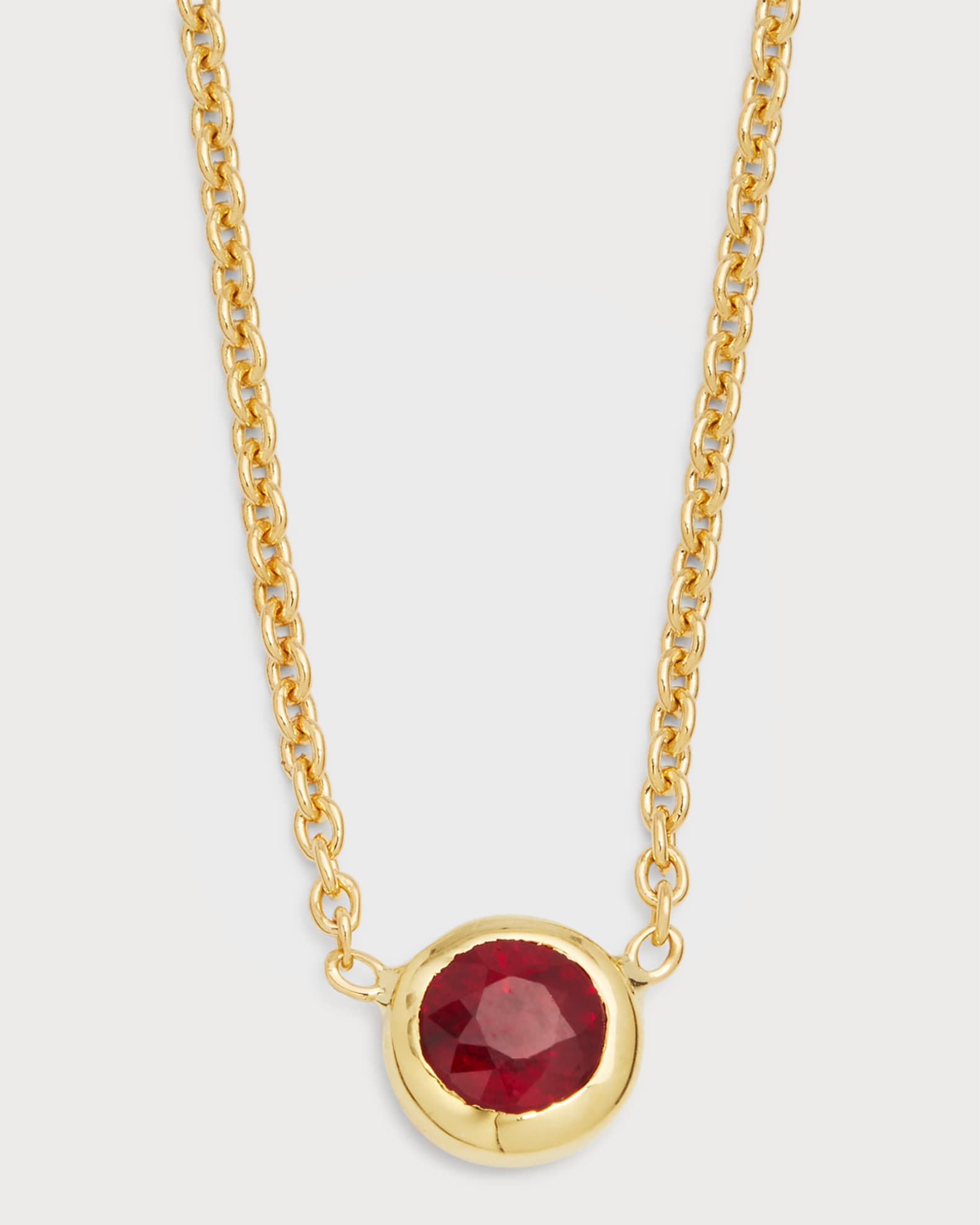 18K Yellow Gold Ruby Big Single Station Necklace 0