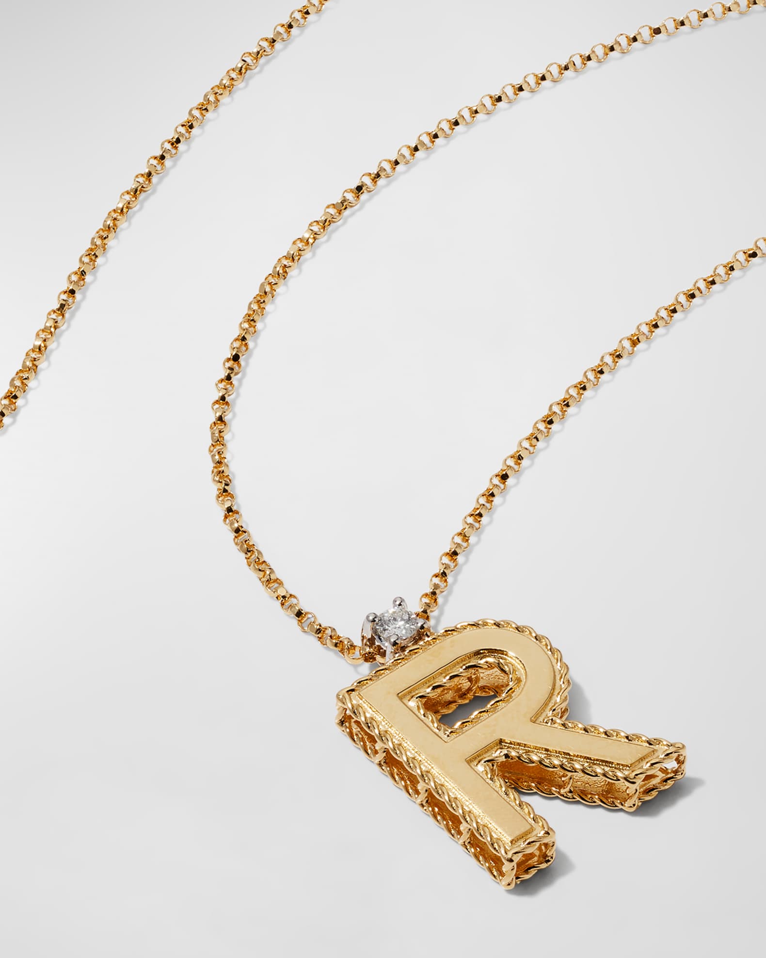Roberto Coin Princess 18K Yellow Gold Diamond Initial Necklace, R