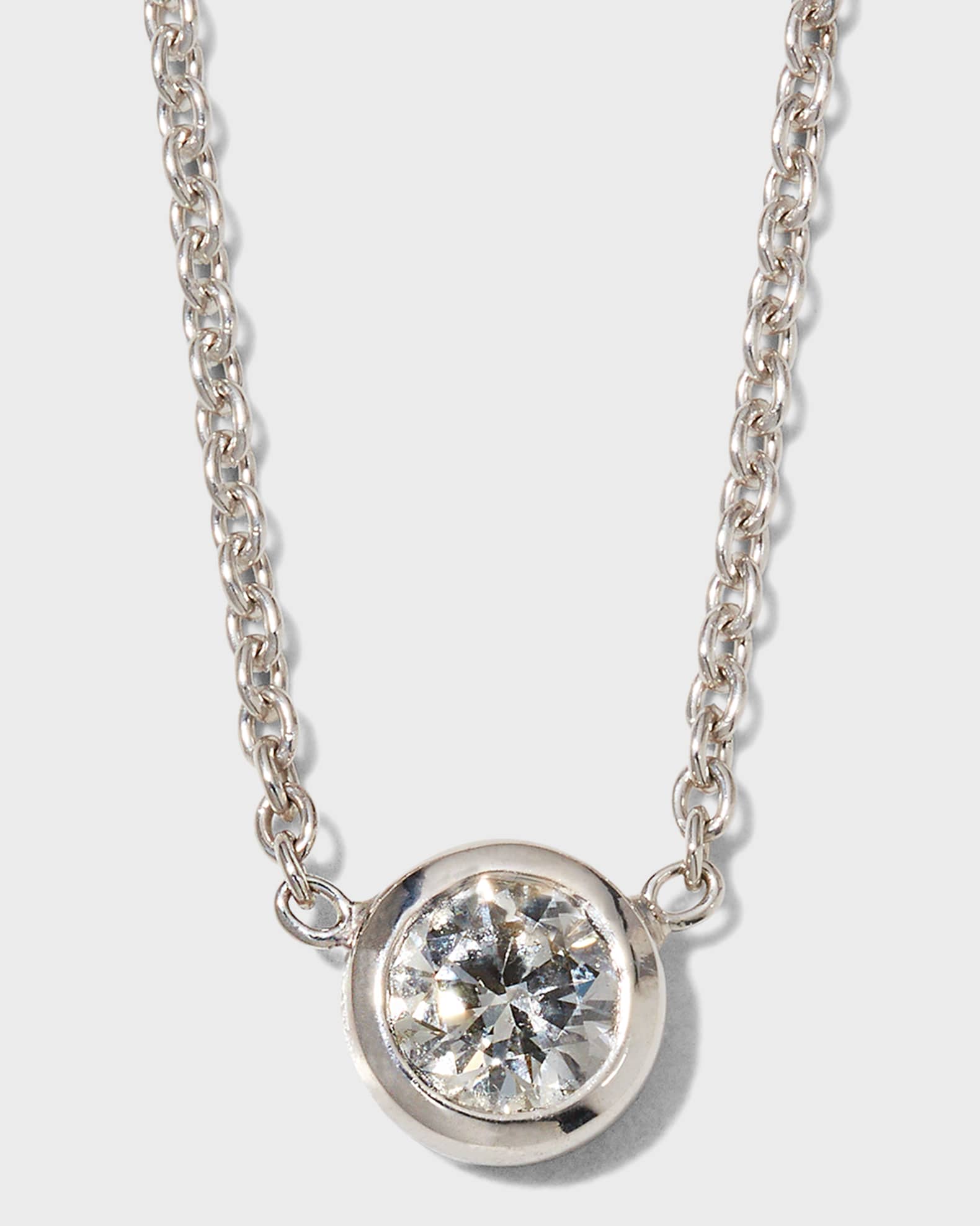18K Gold Single Diamond Bezel Necklace 0